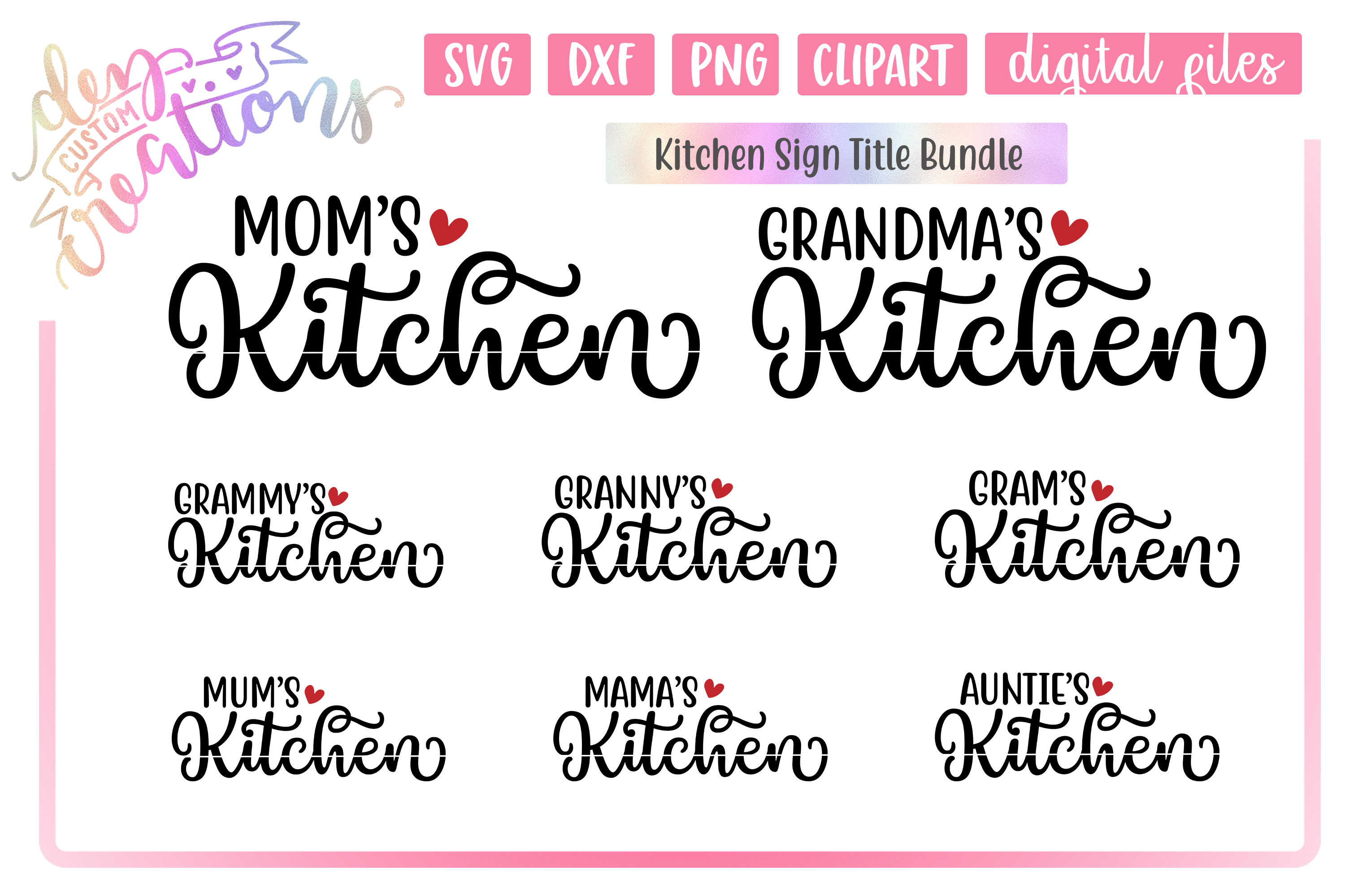 Download Kitchen Sign Title Bundle - Mom's Kitchen - SVG cut files (280007) | Cut Files | Design Bundles