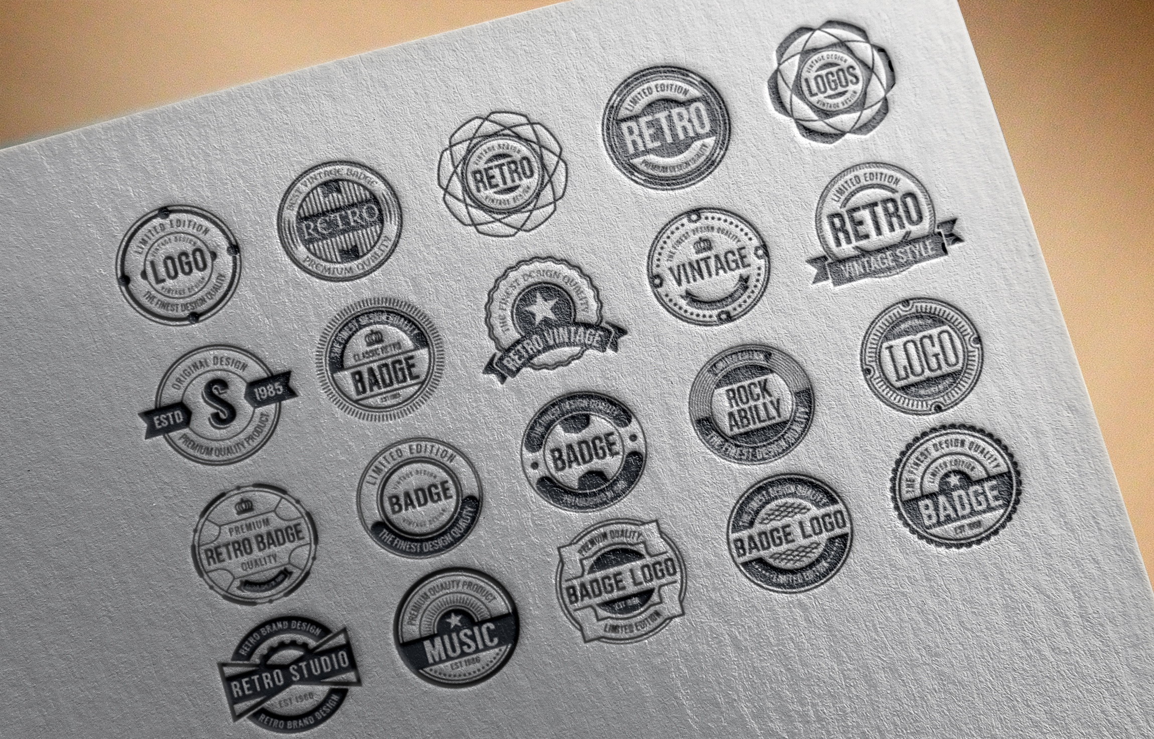50 Vintage Round Badge & Logo