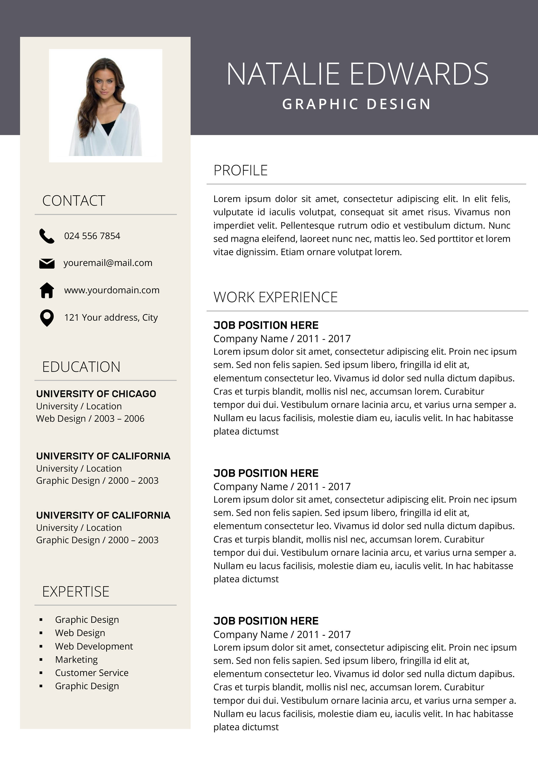 Resume Template | CV Cover Letter - Natalie Edwards