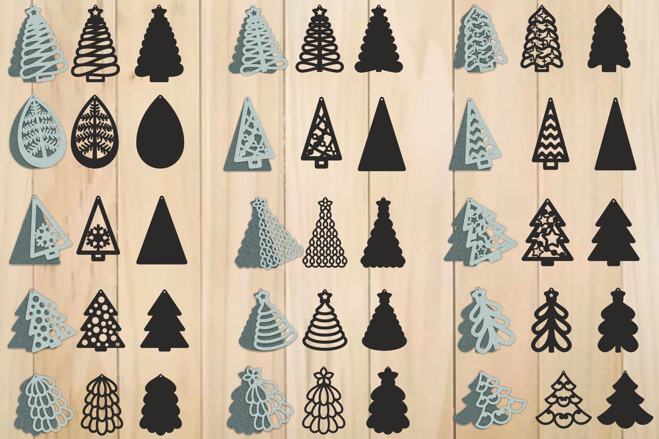 Download Christmas Earrings SVG, Christmas Tree SVG, Pendant Template