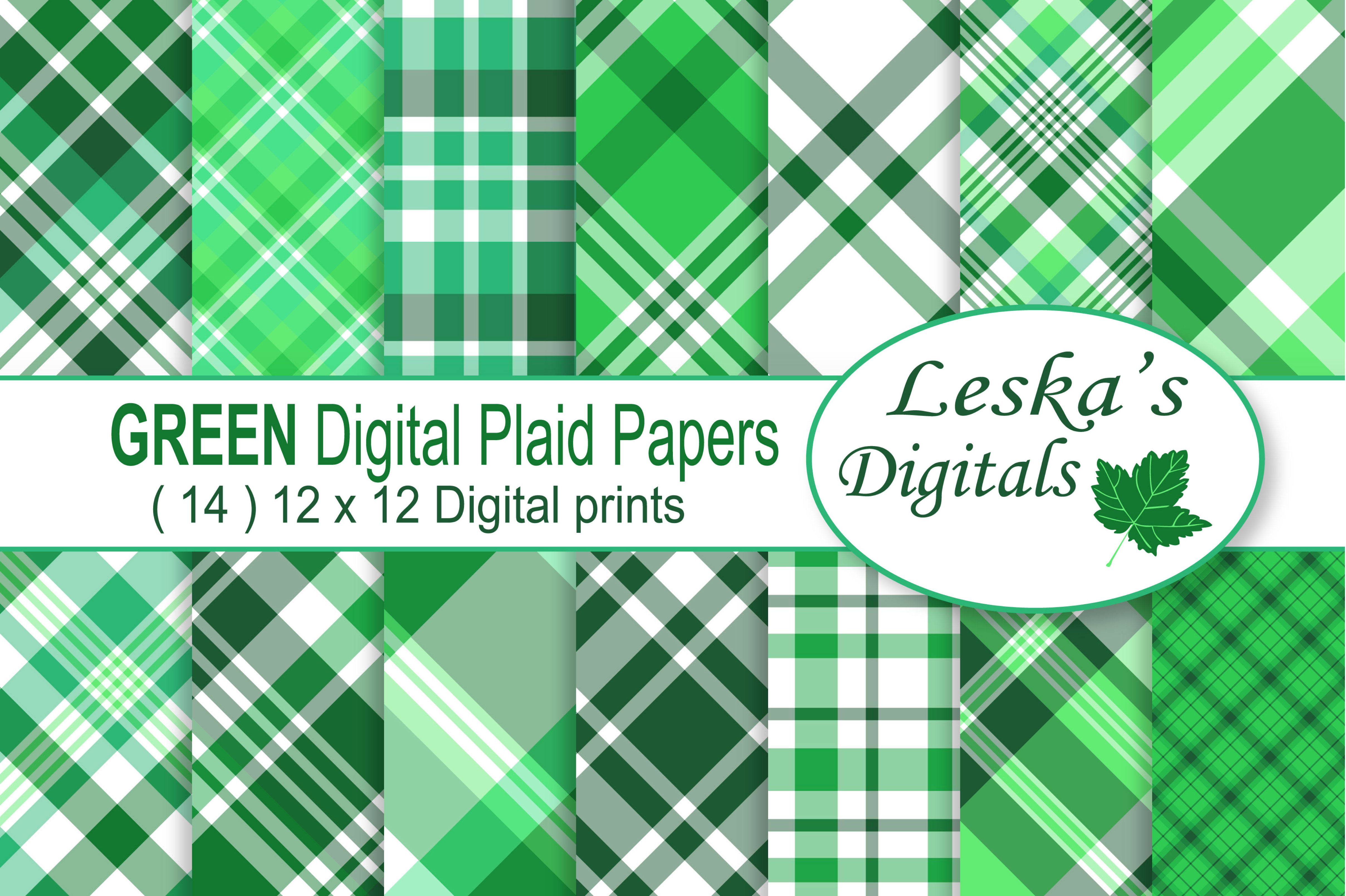 green plaid digital papers by leska 39 s d design bundles christmas plaid scrapbook paper