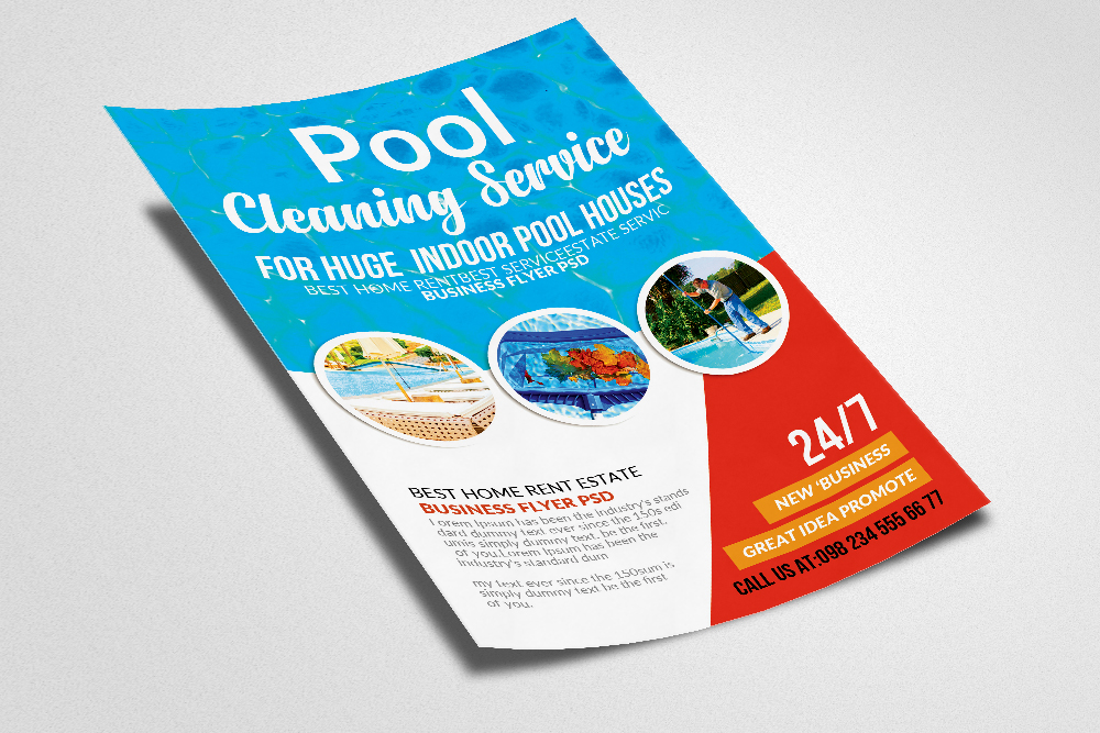 Pool Cleaning Service Flyer Template (75541) Flyers Design Bundles