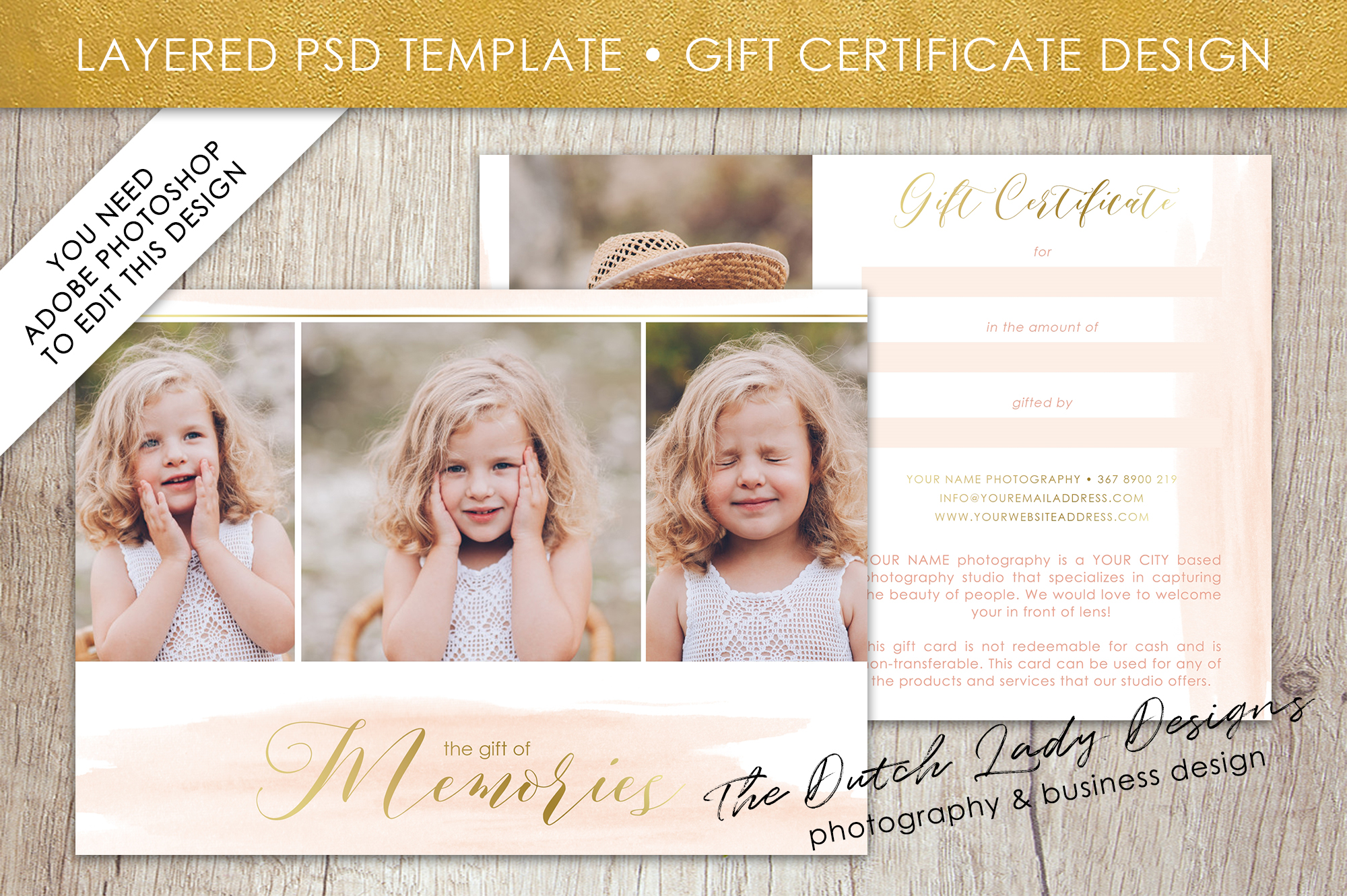 Photo Gift Card Template for Adobe Layered PSD Template