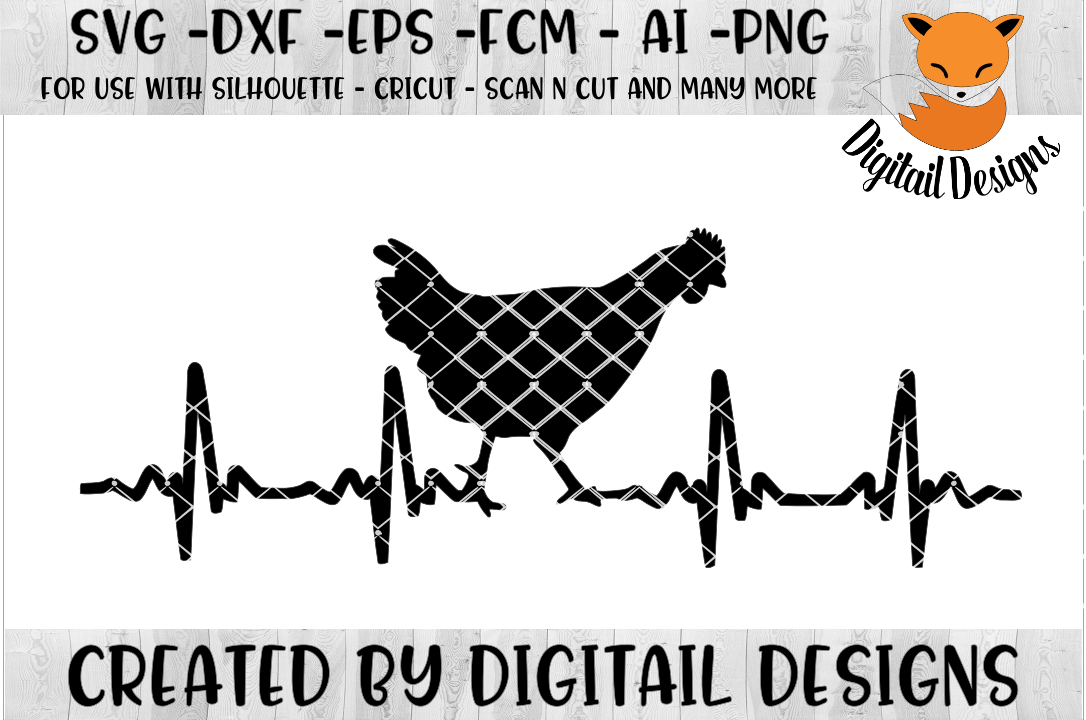 Chicken EKG Heartbeat SVG Silhouette Cricut