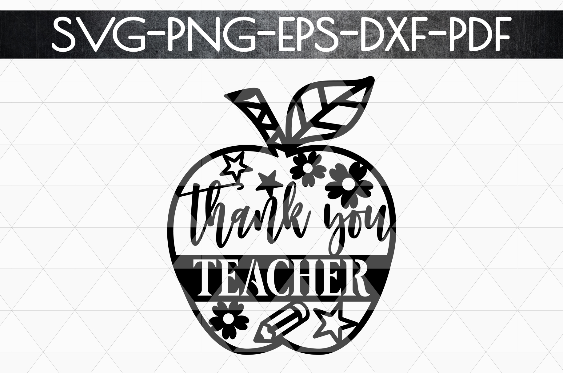 Thank You Teacher Paper Cut Template, School SVG, PDF, DXF