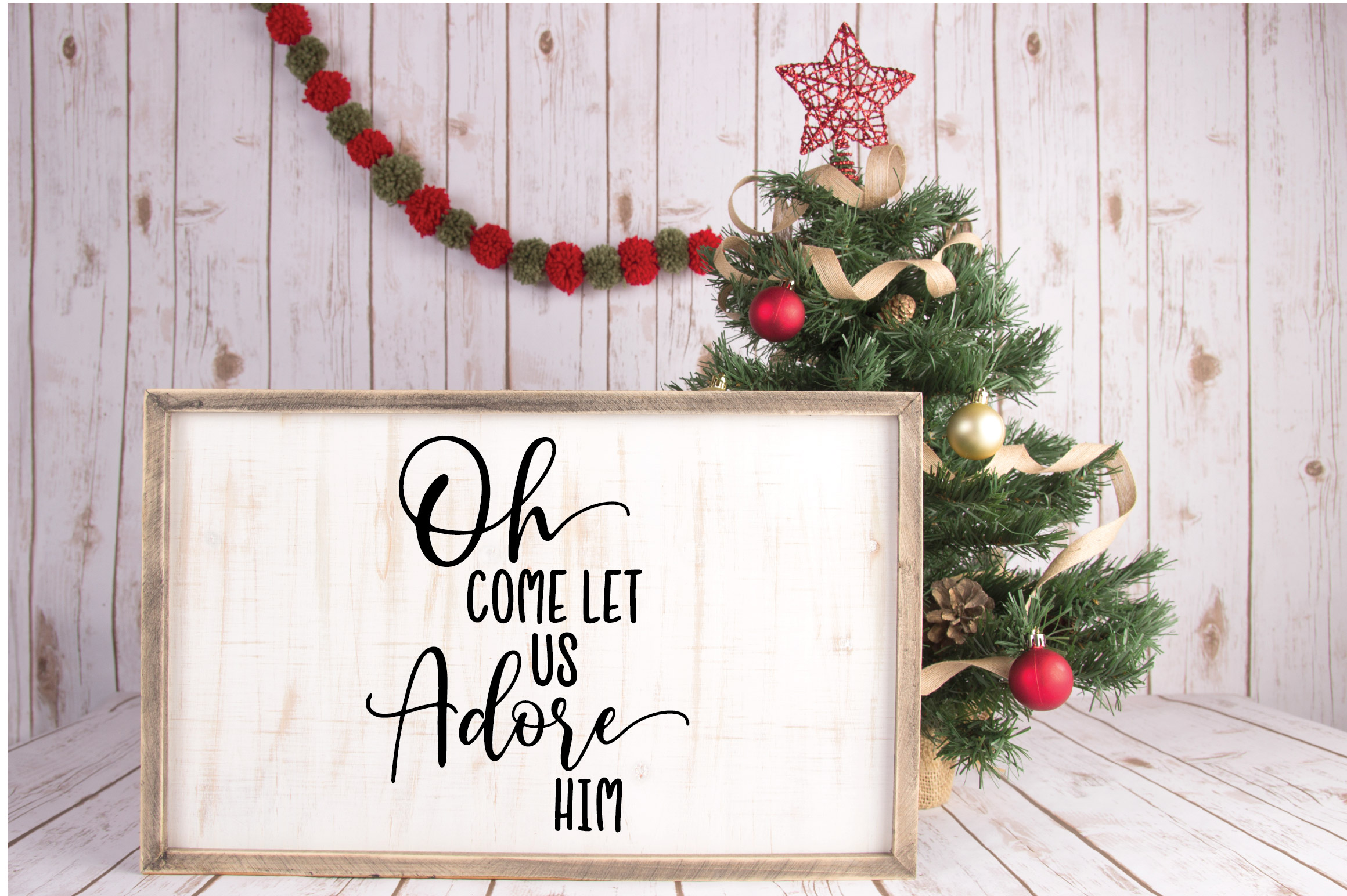 Oh Come Let Us Adore Him - Christmas SVG Cut File - DXF EPS (136358