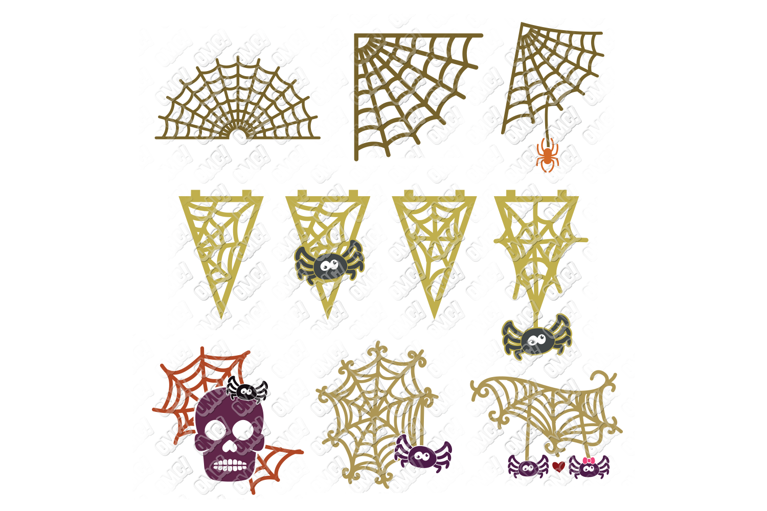 Spider Web SVG Monogram Halloween in SVG, DXF, PNG, EPS, JPG