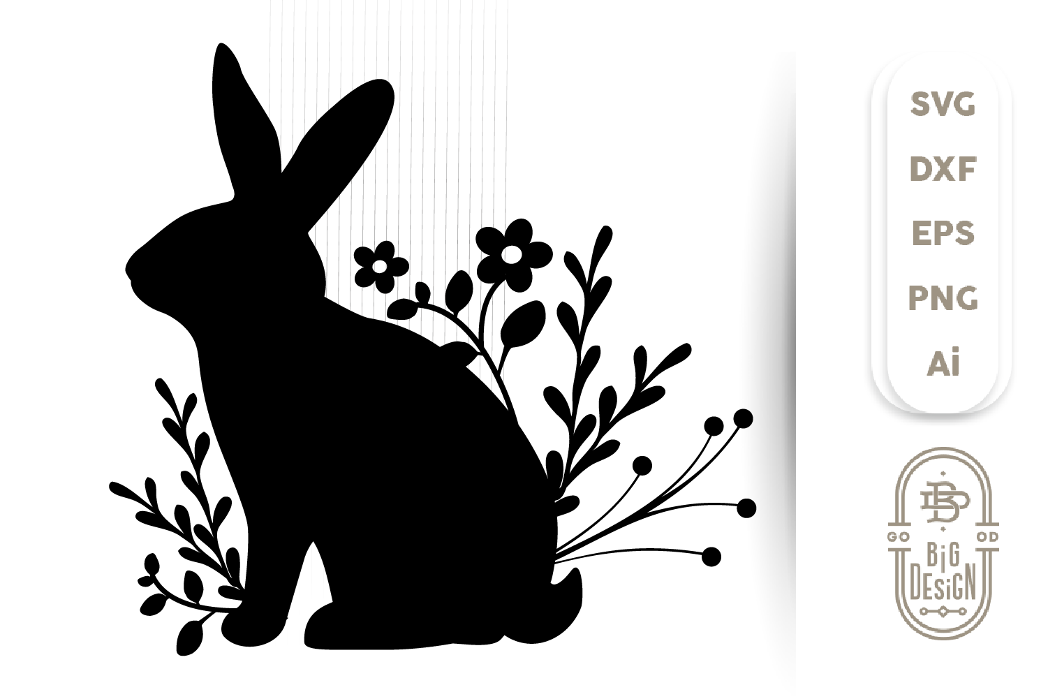 Floral Rabbit Silhouette SVG , Easter Bunny SVG , Spring SVG (476979