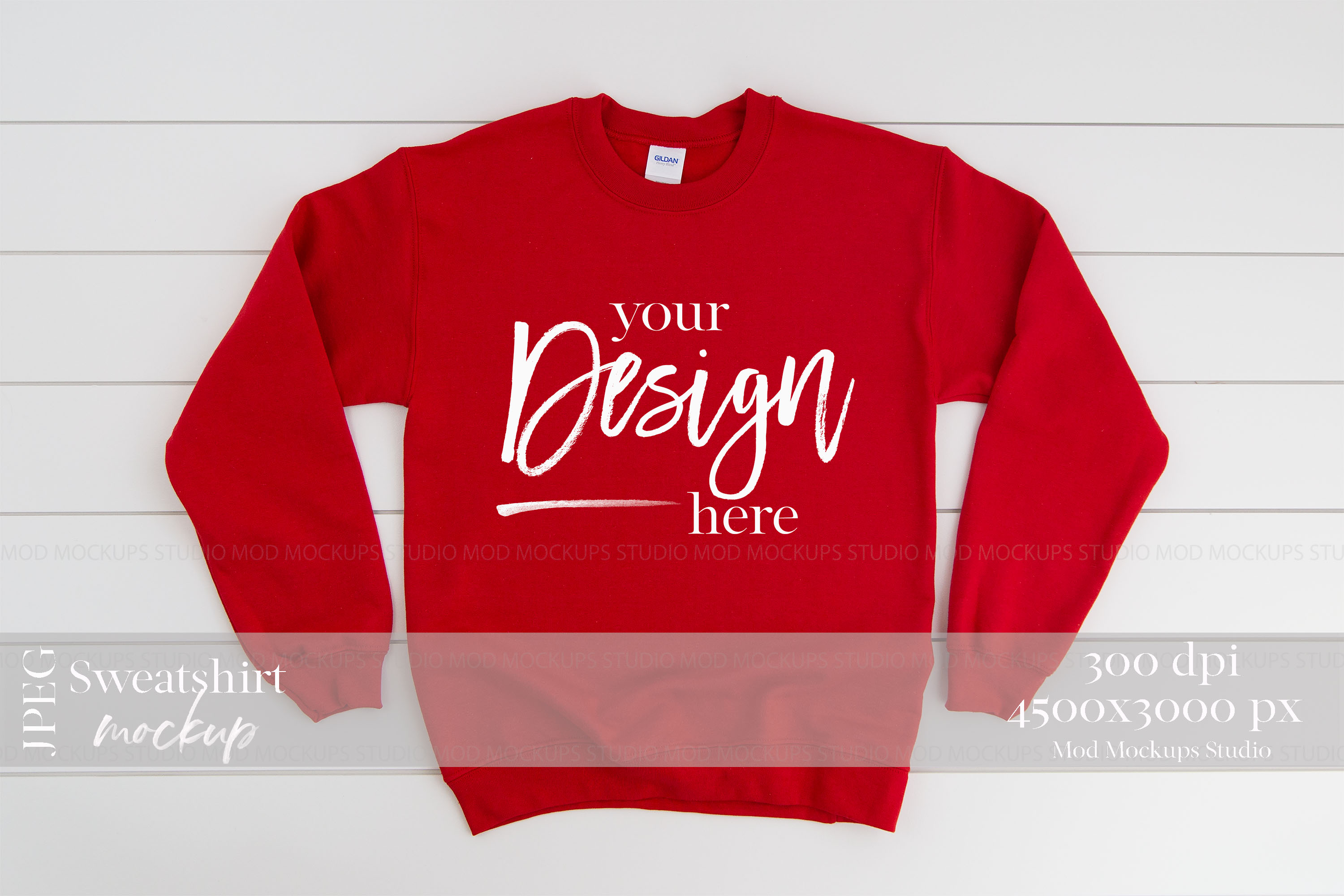 Download Gildan 18000 Mockup | Sweatshirt Mockup RED (315649) | Mock Ups | Design Bundles