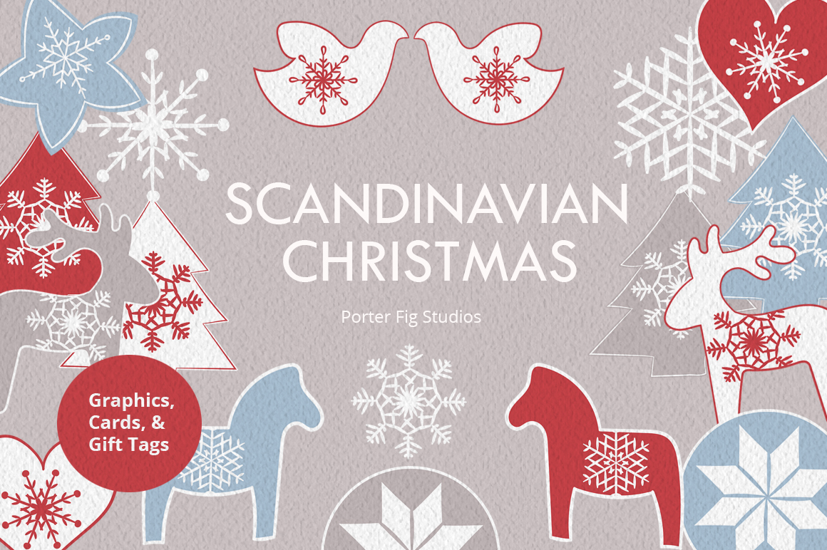 Scandinavian Christmas Graphics Set 83211 Illustrations Design