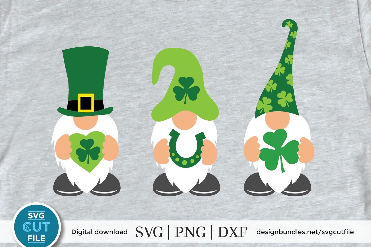 St. Pats Gnomes holding shamrock - a St. Patrick's Day svg