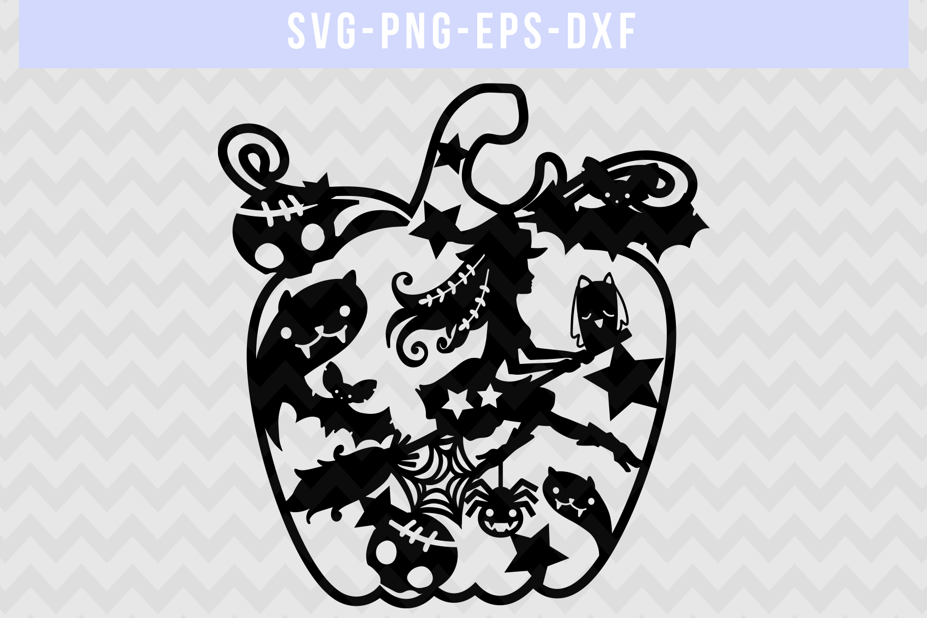 Download Halloween SVG Cut File, Witch Papercut Template, DXF PNG ...