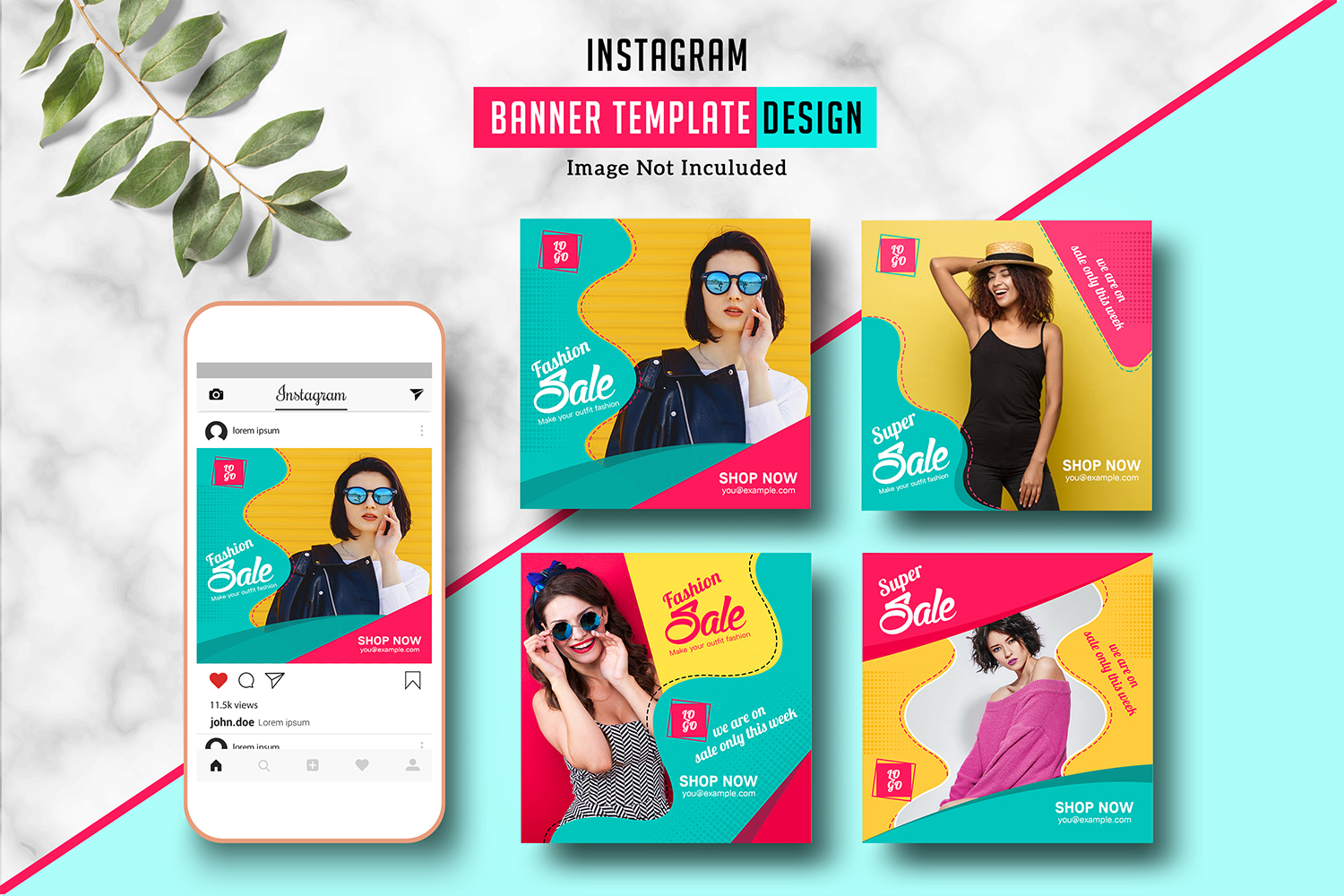 Instagram Promotional Banner Pack Photoshop Template