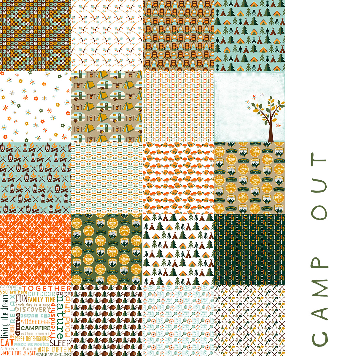 Camping Digital Papers, great outdoors papers, camping scrapbook papers