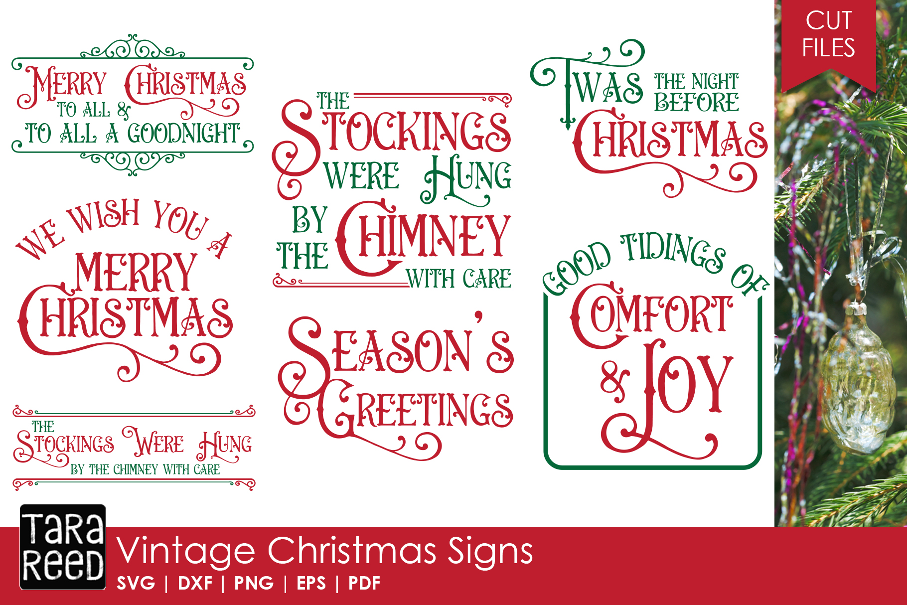 Vintage Christmas Signs - SVG & Cut Files for Crafters (162728) | Cut 