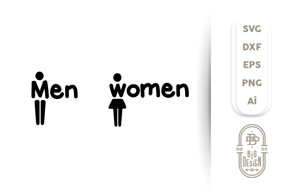 Download SVG Cut File, Bathrom Sign, Men and Women, Toilet sign (122078) | SVGs | Design Bundles