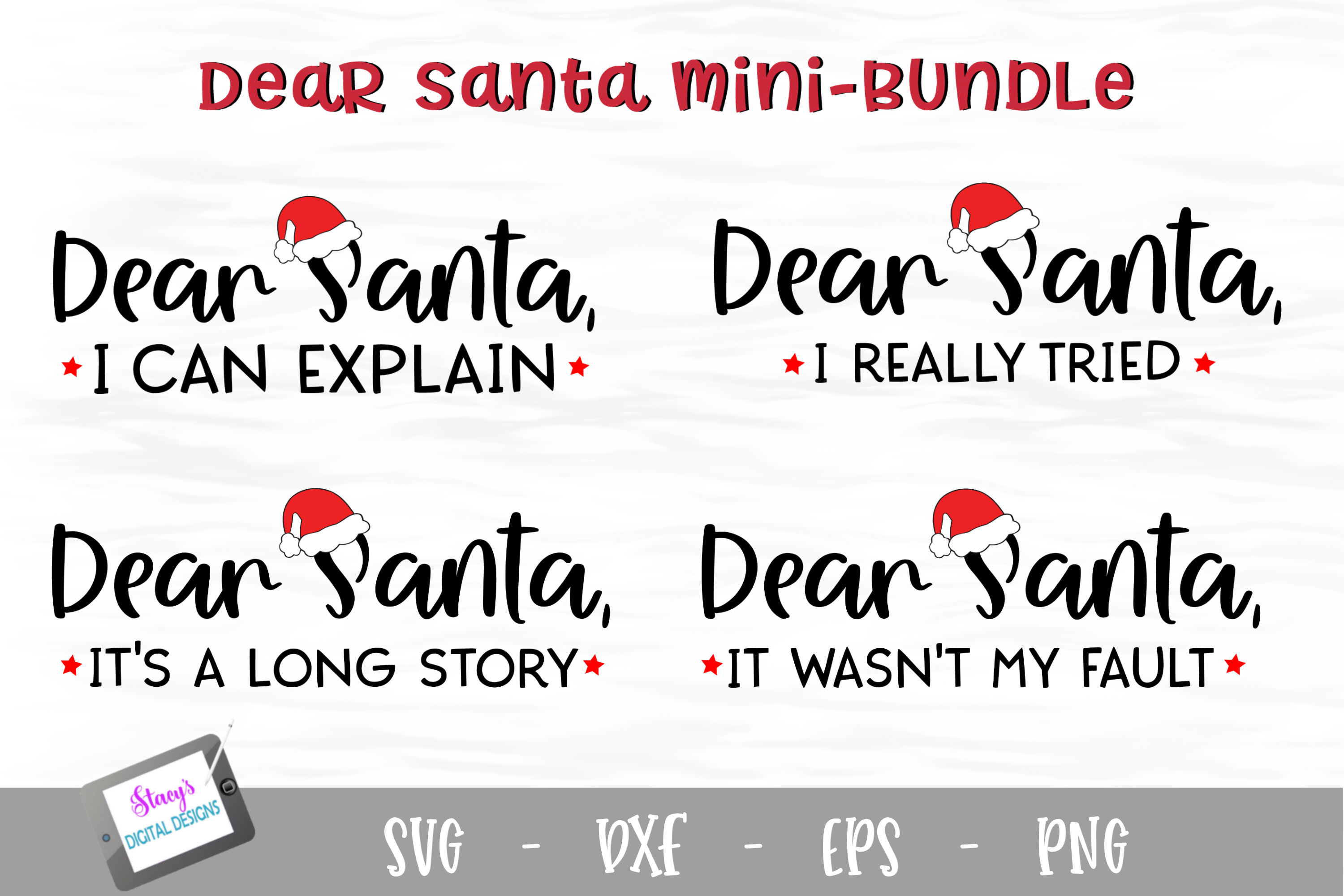 Download Dear Santa Mini Bundle 4 Funny Christmas Svg Designs PSD Mockup Templates