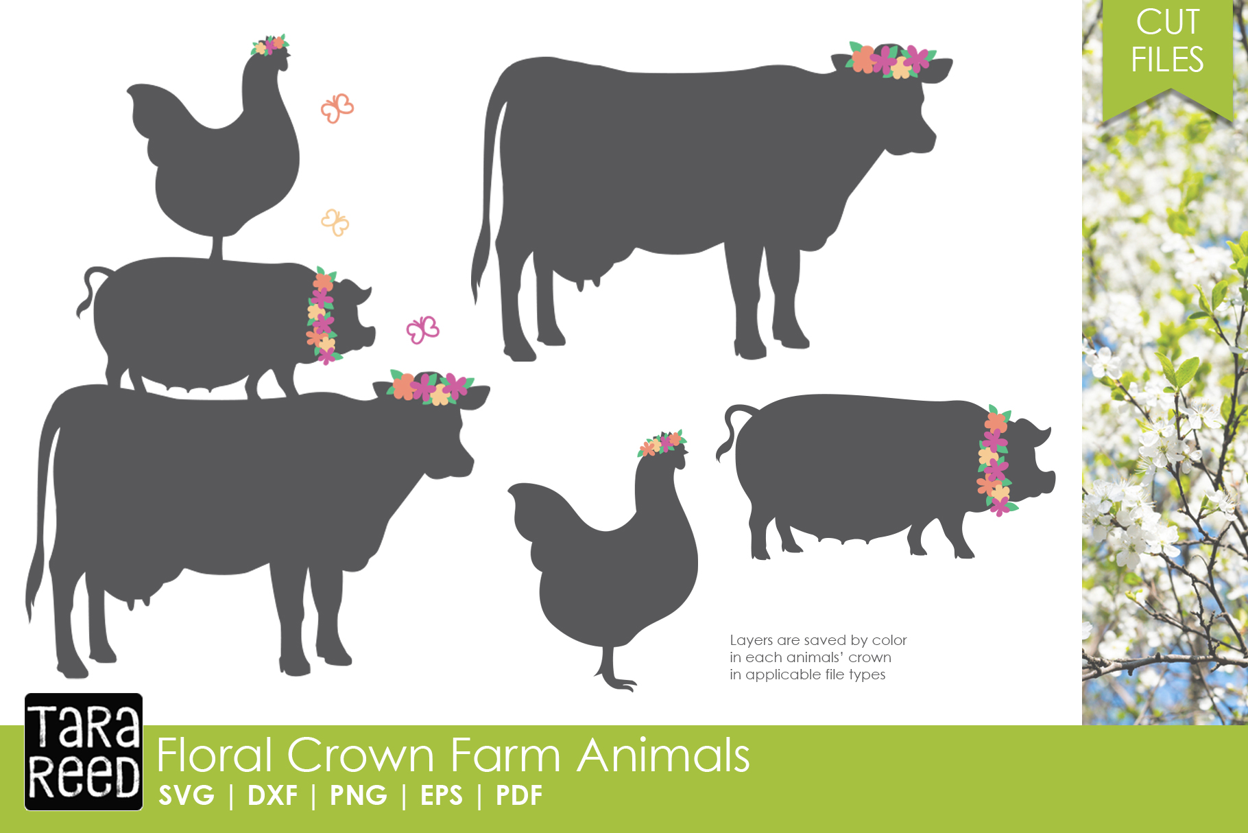 Download Floral Crown Farm Animals - SVG and Cut Files for Crafters