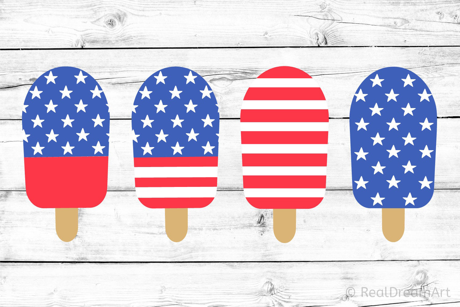 4th of July Ice Cream SVG Bundle SVG, DXF, PNG, EPS