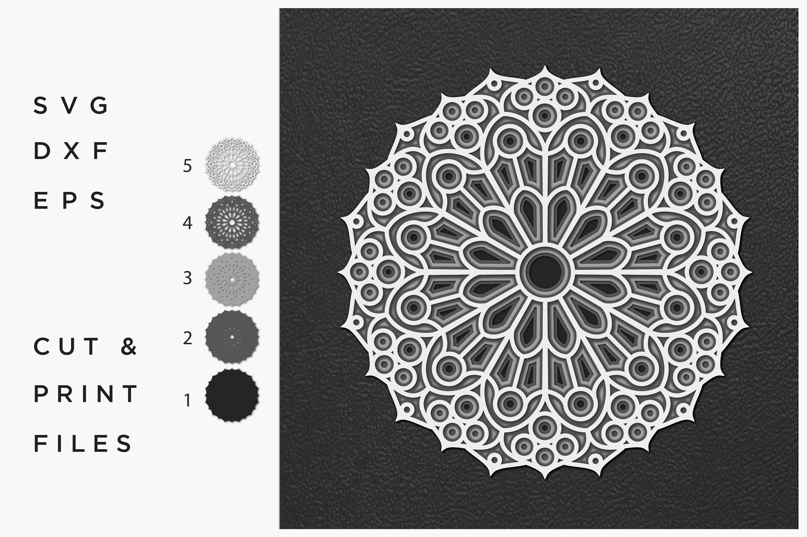 Download Layered 3D Mandala Svg Design - Layered SVG Cut File - Creative Free Fonts | Fonts for Your ...