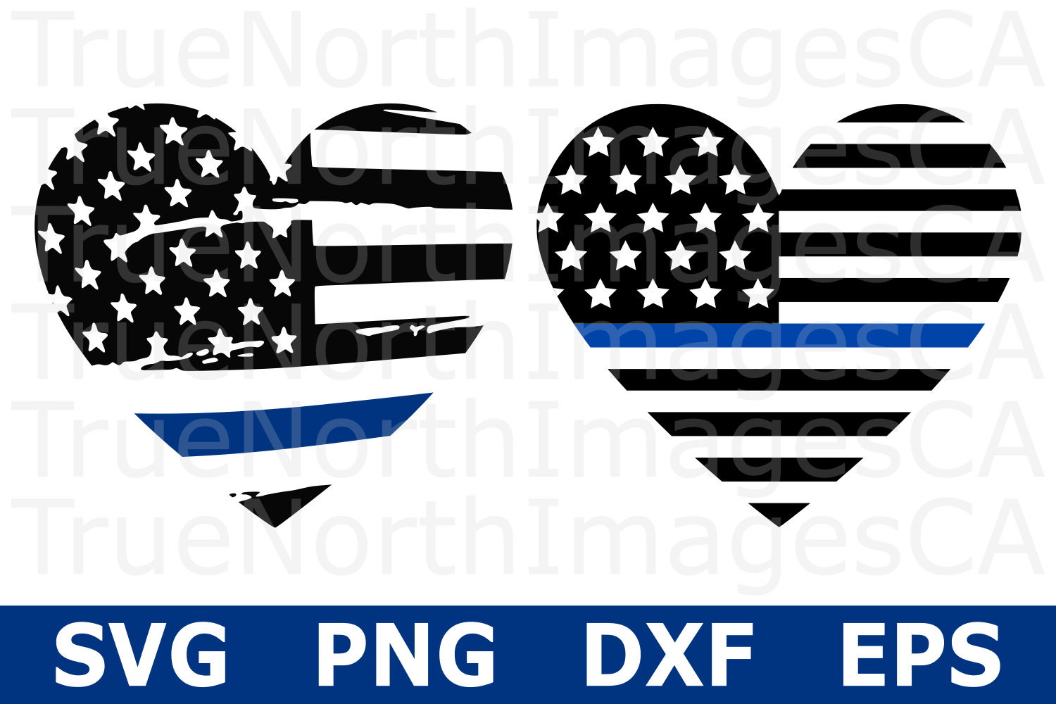 Thin Blue LIne Flag Heart - An Occupation SVG Cut File