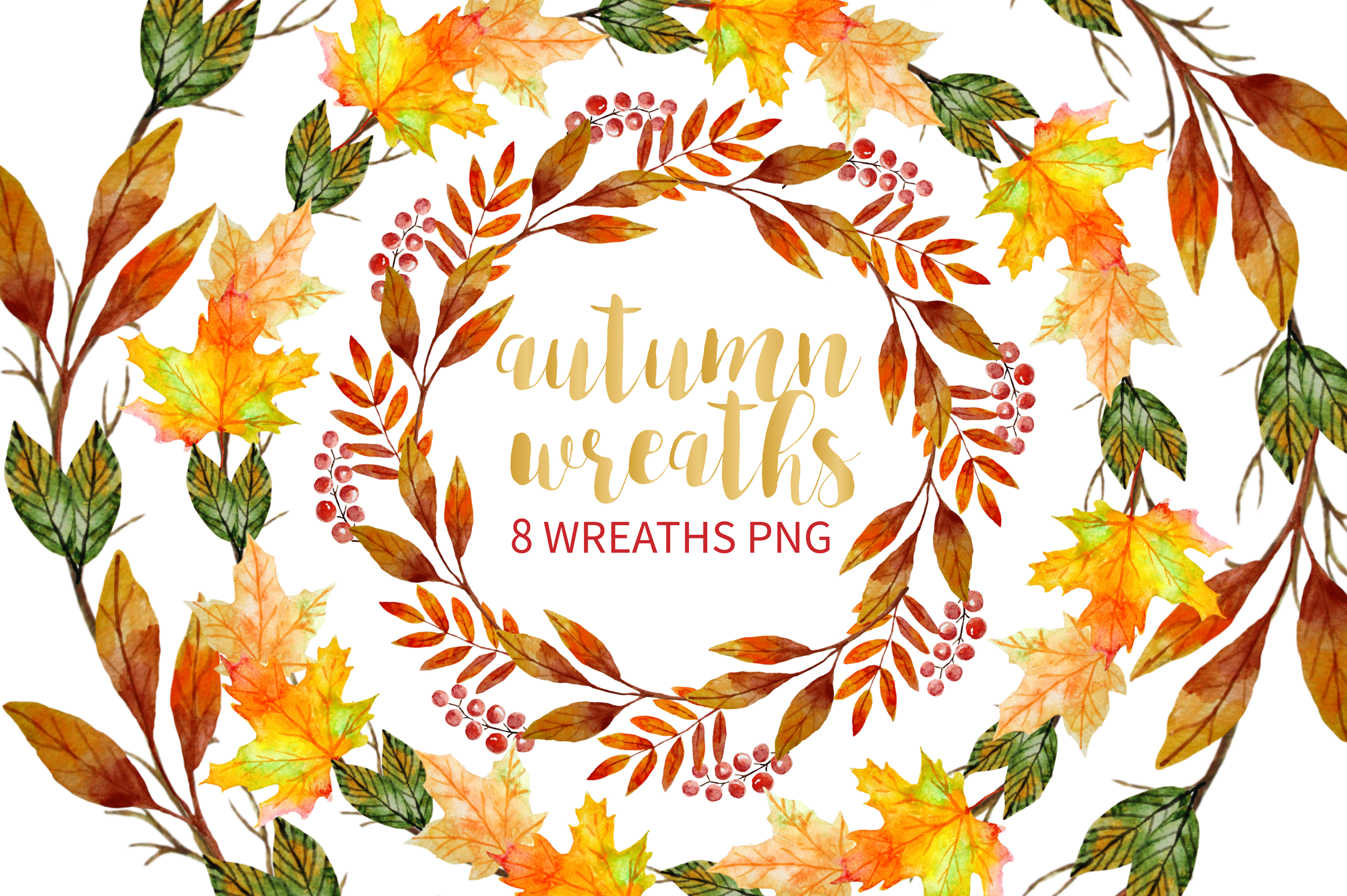 Download Autumn Wreath Clipart (29984) | Illustrations | Design Bundles