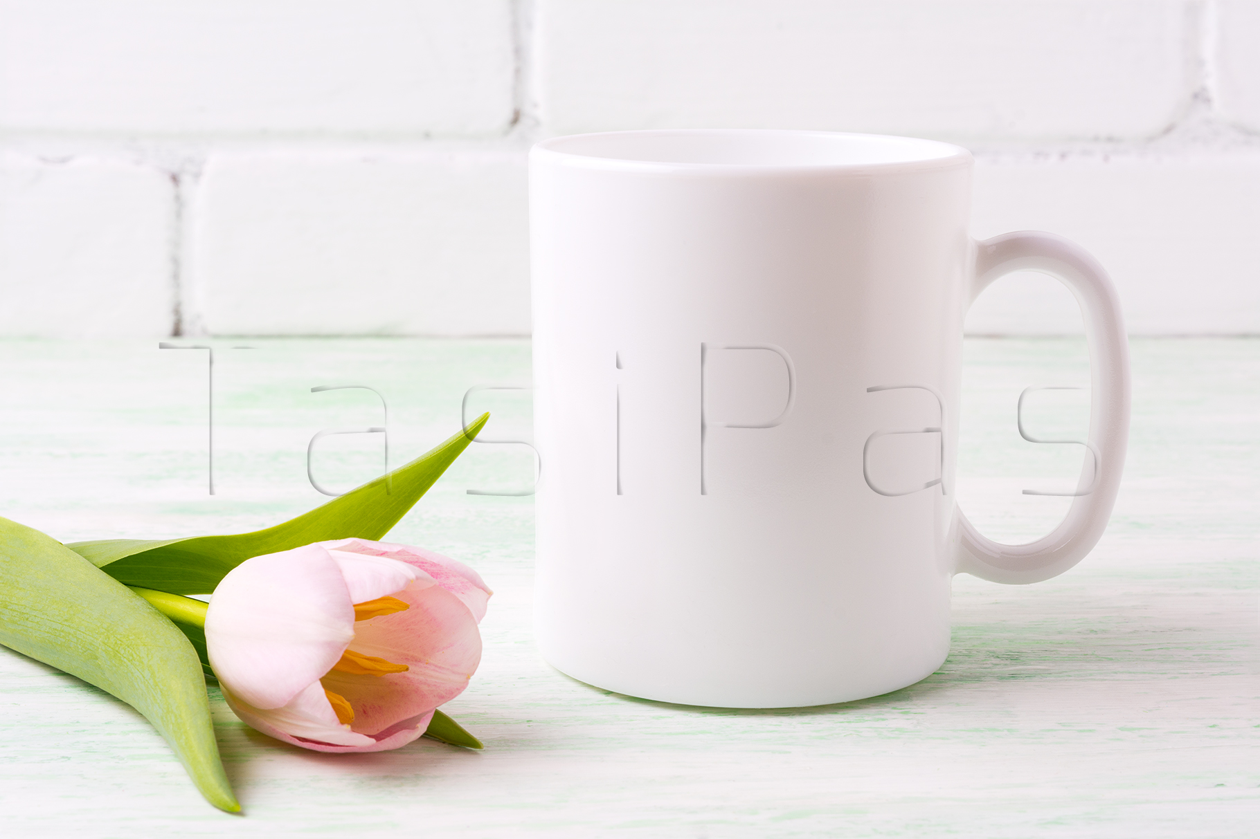 Download White coffee mug mockup with tender pink tulip flower ...