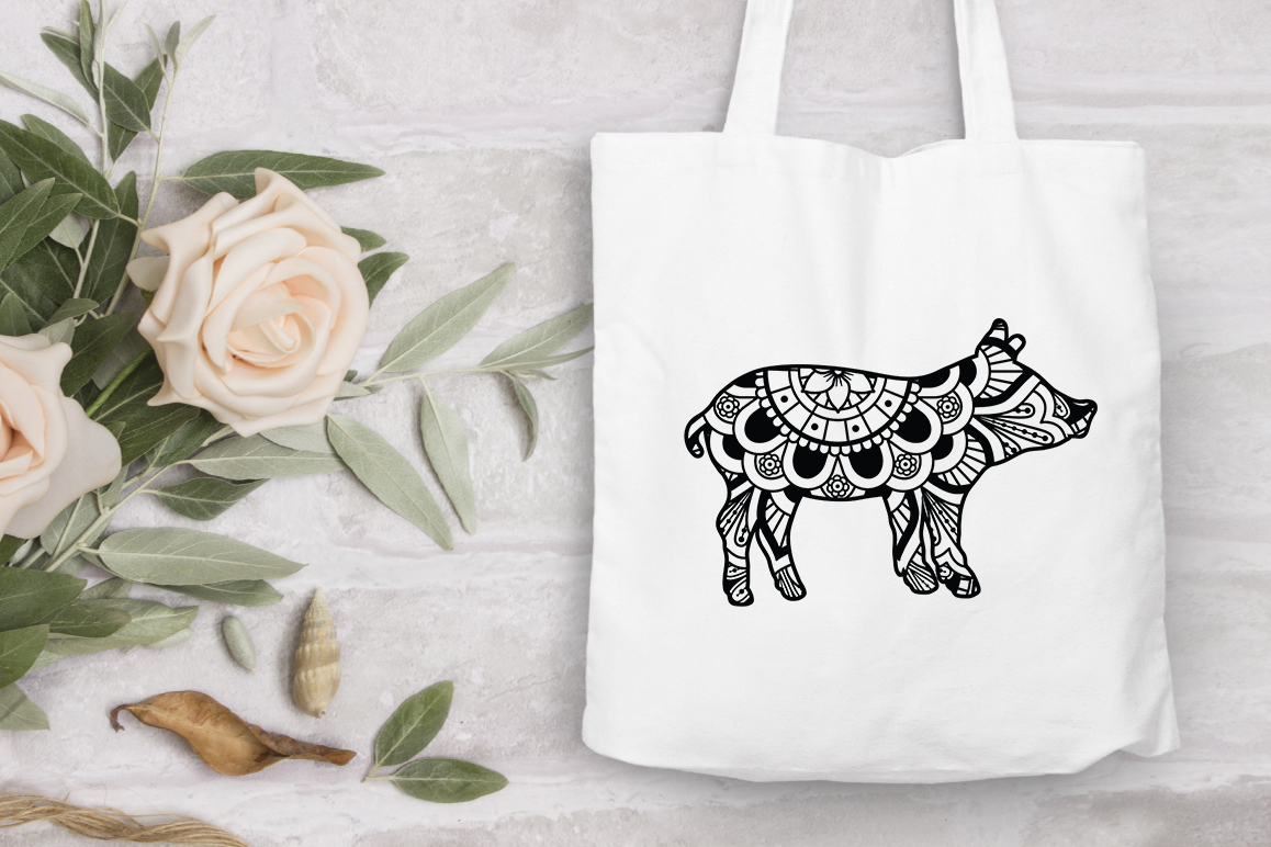 Pig Mandala SVG, Piglet Mandala, Pig Clipart, Farm Animal.