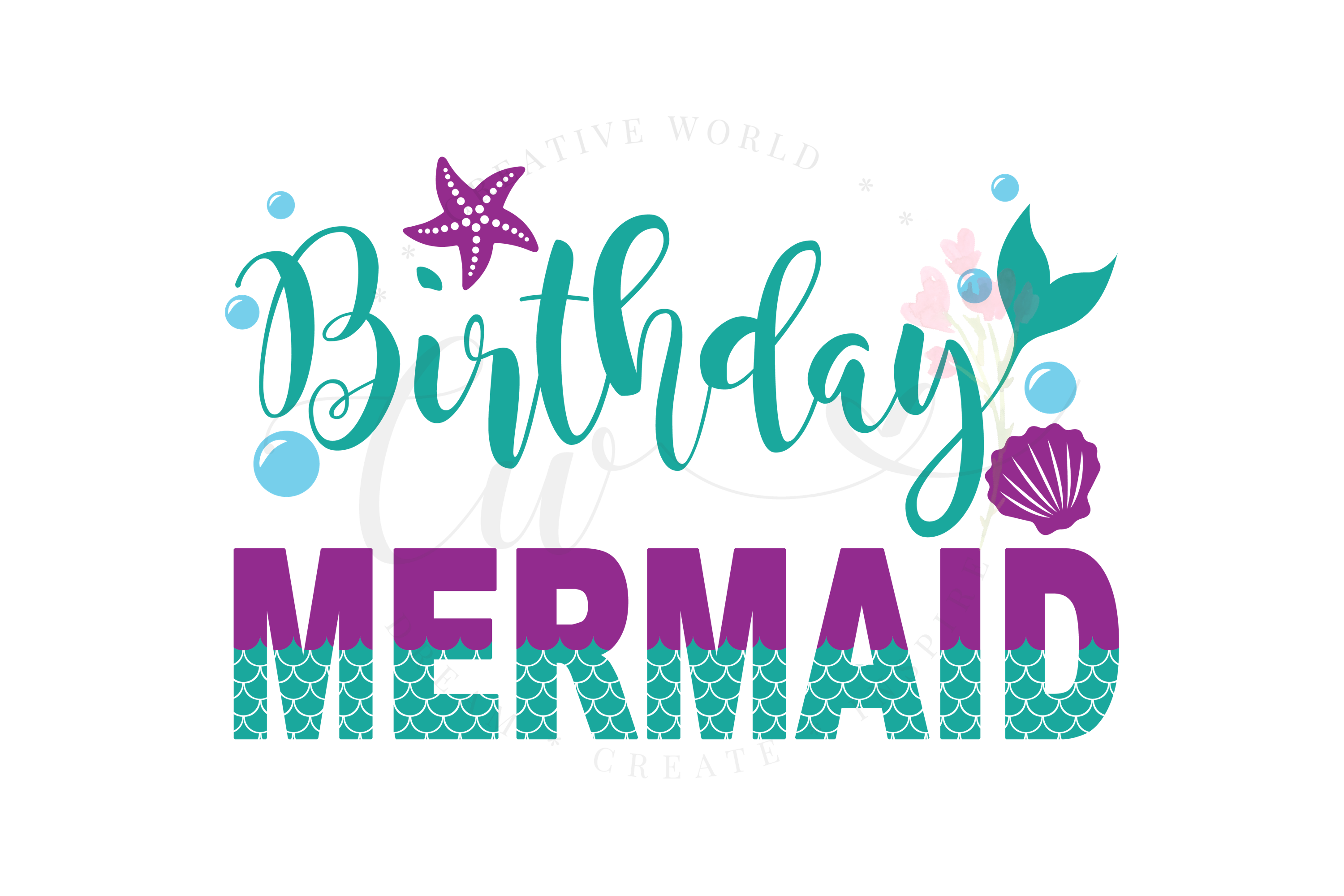 Download Birthday Mermaid SVG | Mermaid SVG | Mermaid Birthday Girl