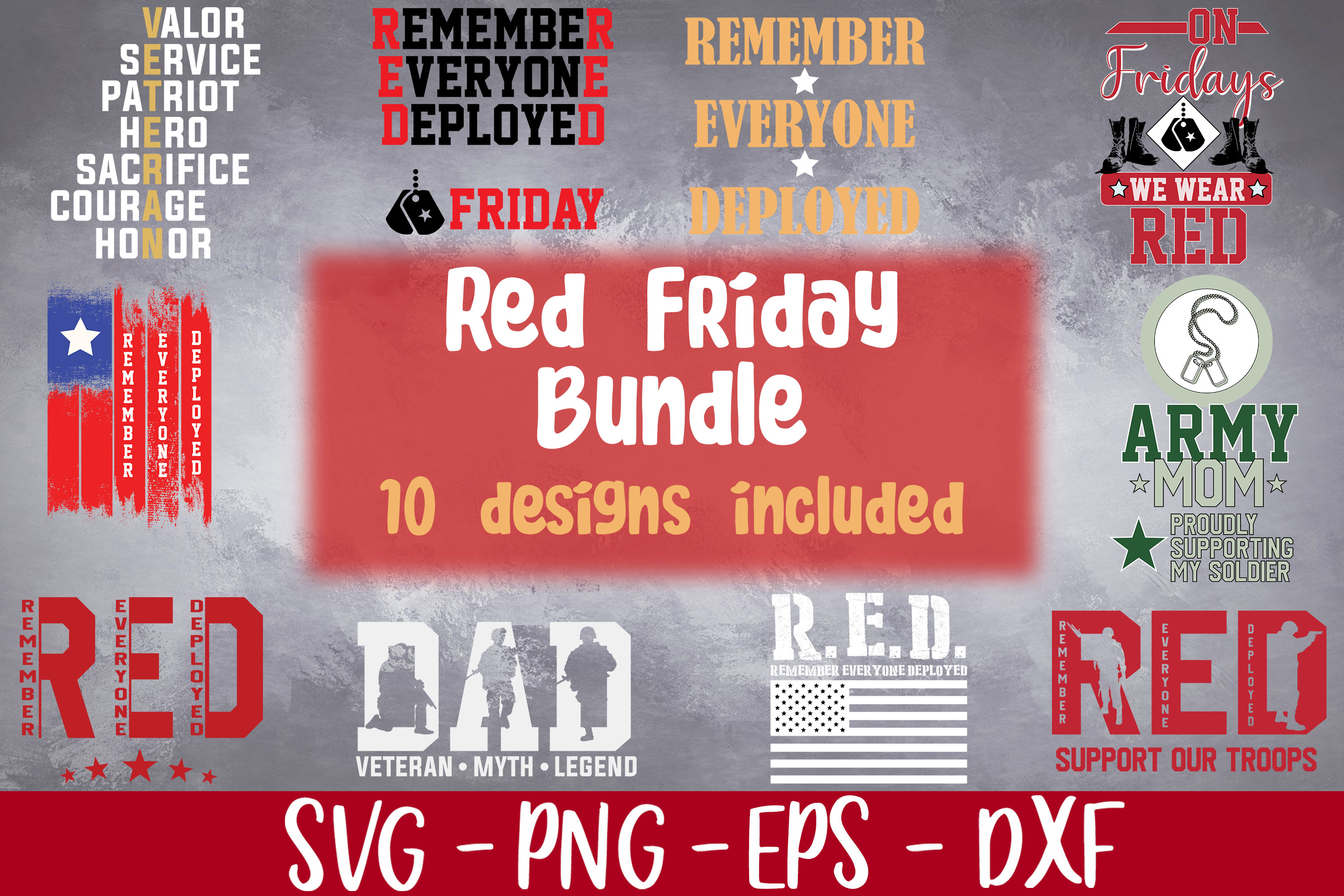 Red Friday Bundle SVG PNG EPS Support Our Troops SVG