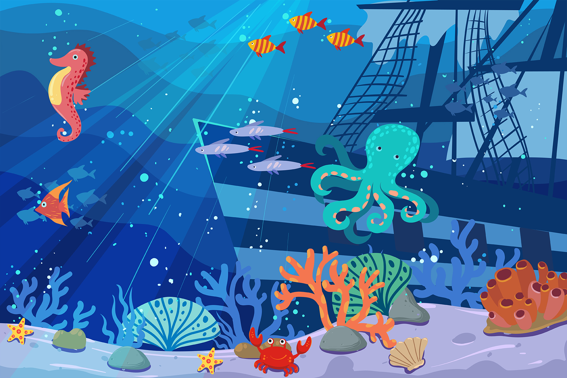 Background Cartoon Underwater Scene