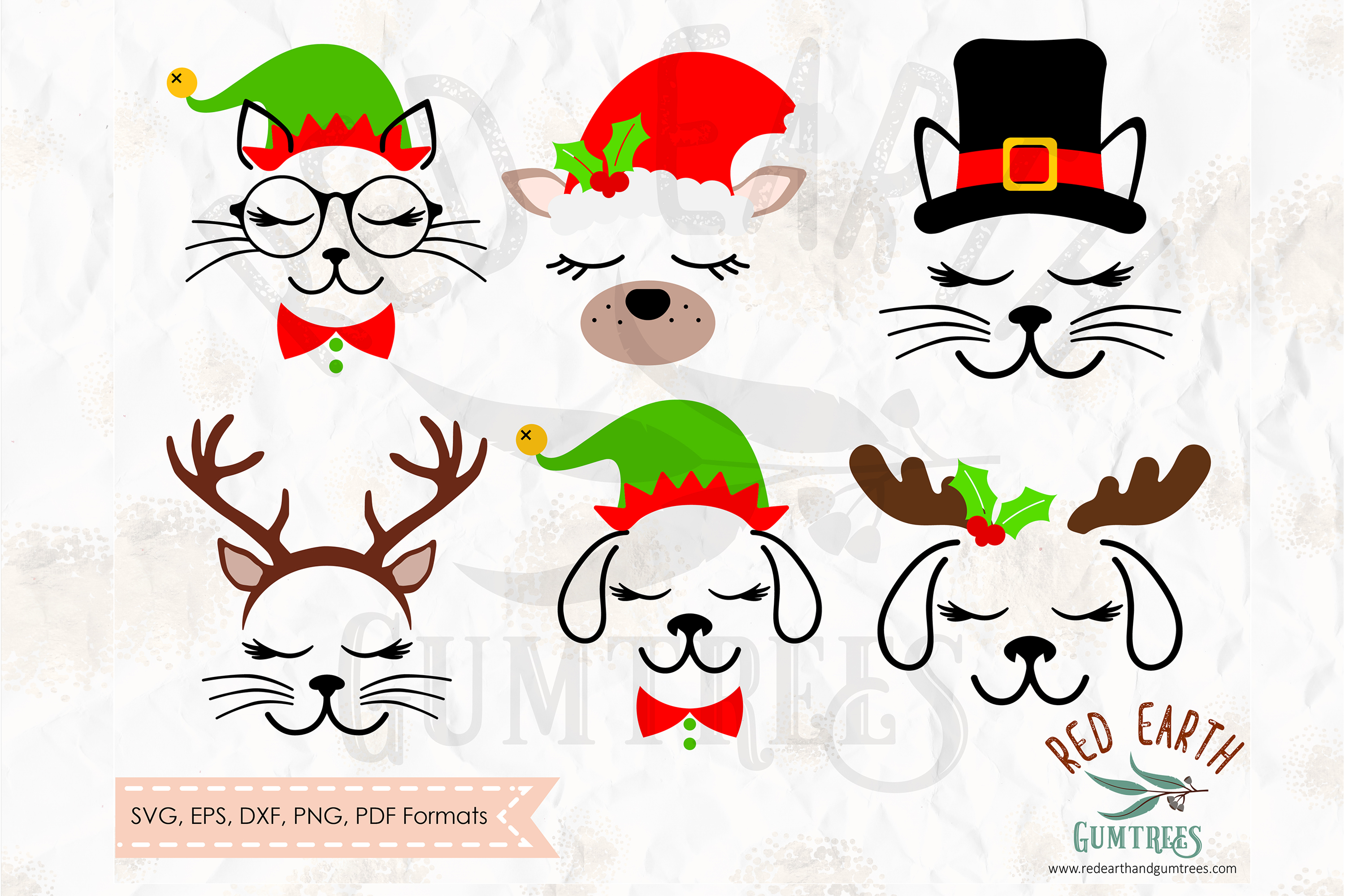 Download Christmas cat and dog bundle in SVG,DXF,PNG,EPS,PDF formats