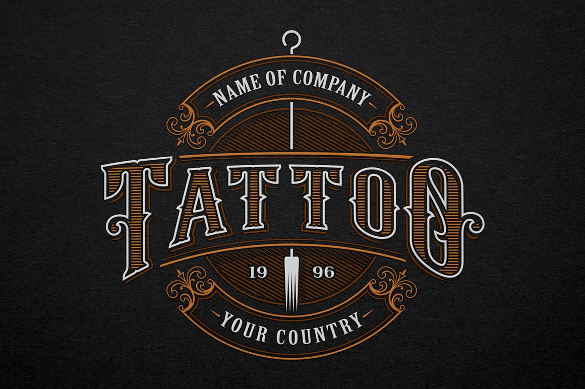 Set of vintage tattoo studio logos.