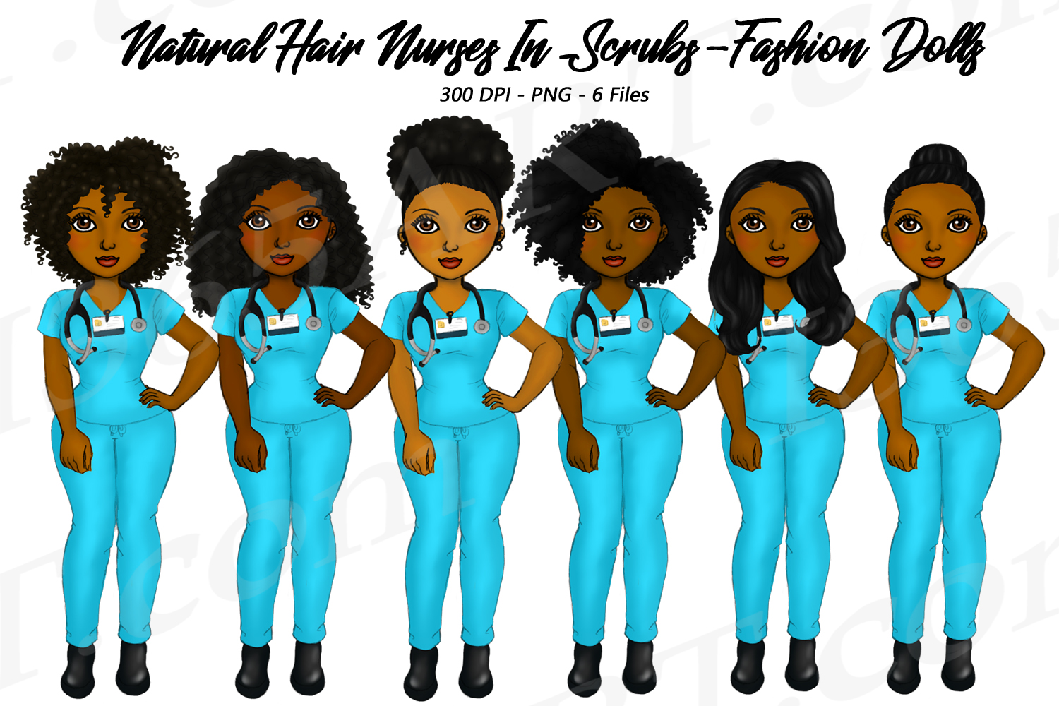Download Natural Hair Nurse Girls in Scrubs Clipart Fashion PNG ...