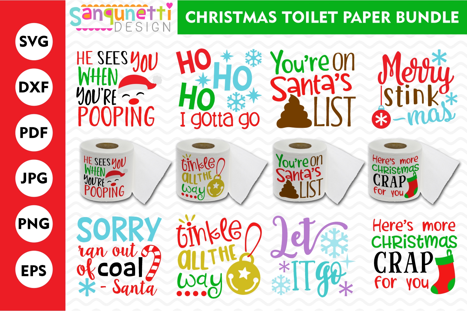Christmas toilet paper Bundle SVG, funny gag gift