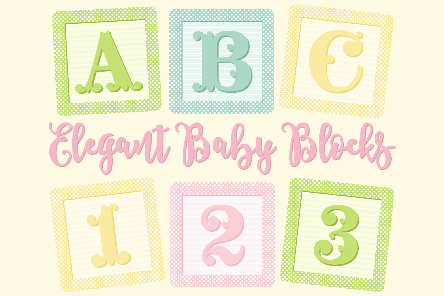 Elegant Baby Blocks Alphabet Clip Art (79619) | Illustrations | Design