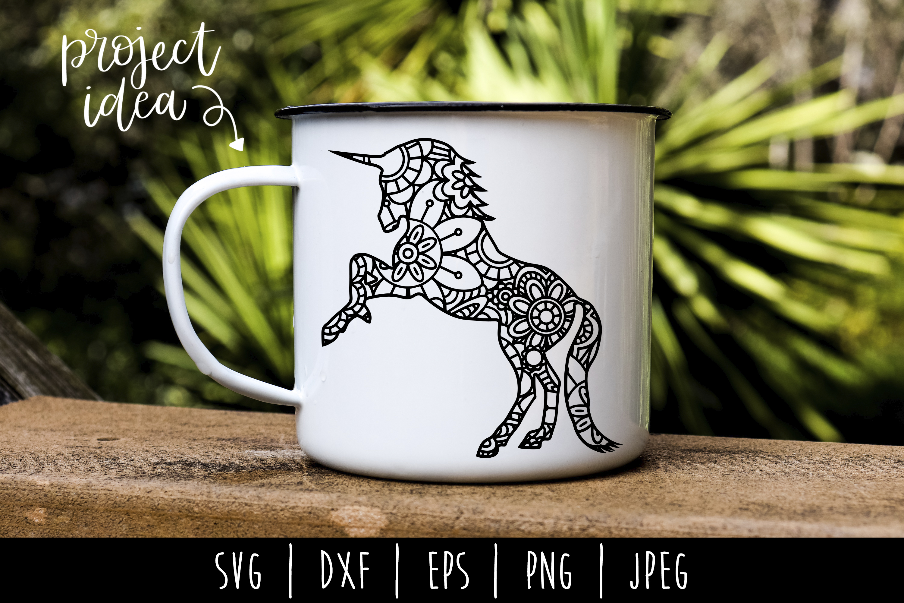 Unicorn Mandala Zentangle SVG, DXF, EPS, PNG, JPEG (231039) | SVGs | Design Bundles