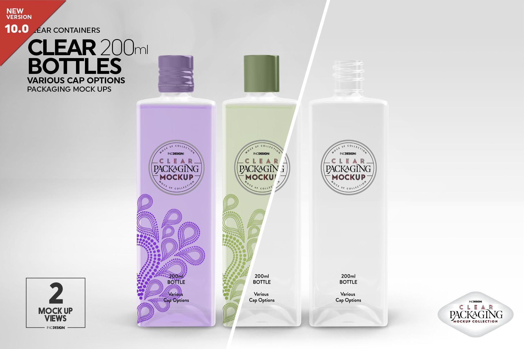 Download Clear 200ml PET Bottles Packaging Mockup