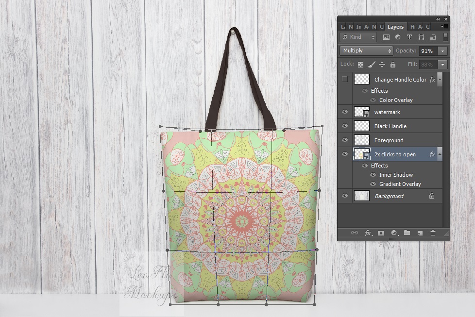 Download Tote bag mockup, black white and color strap handle tote mock up rustic psd smart stock photo ...