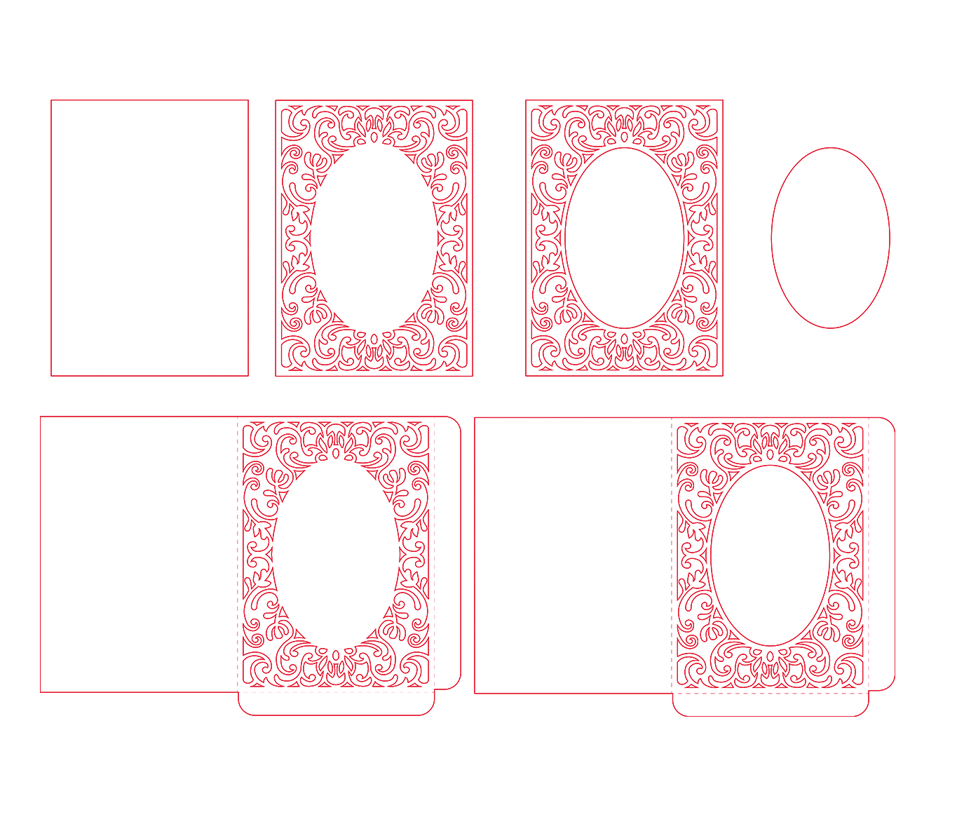 Ornamental frame envelope card 5x7, Cricut Template, pocket Envelope, SVG, DXF, Cricut ...