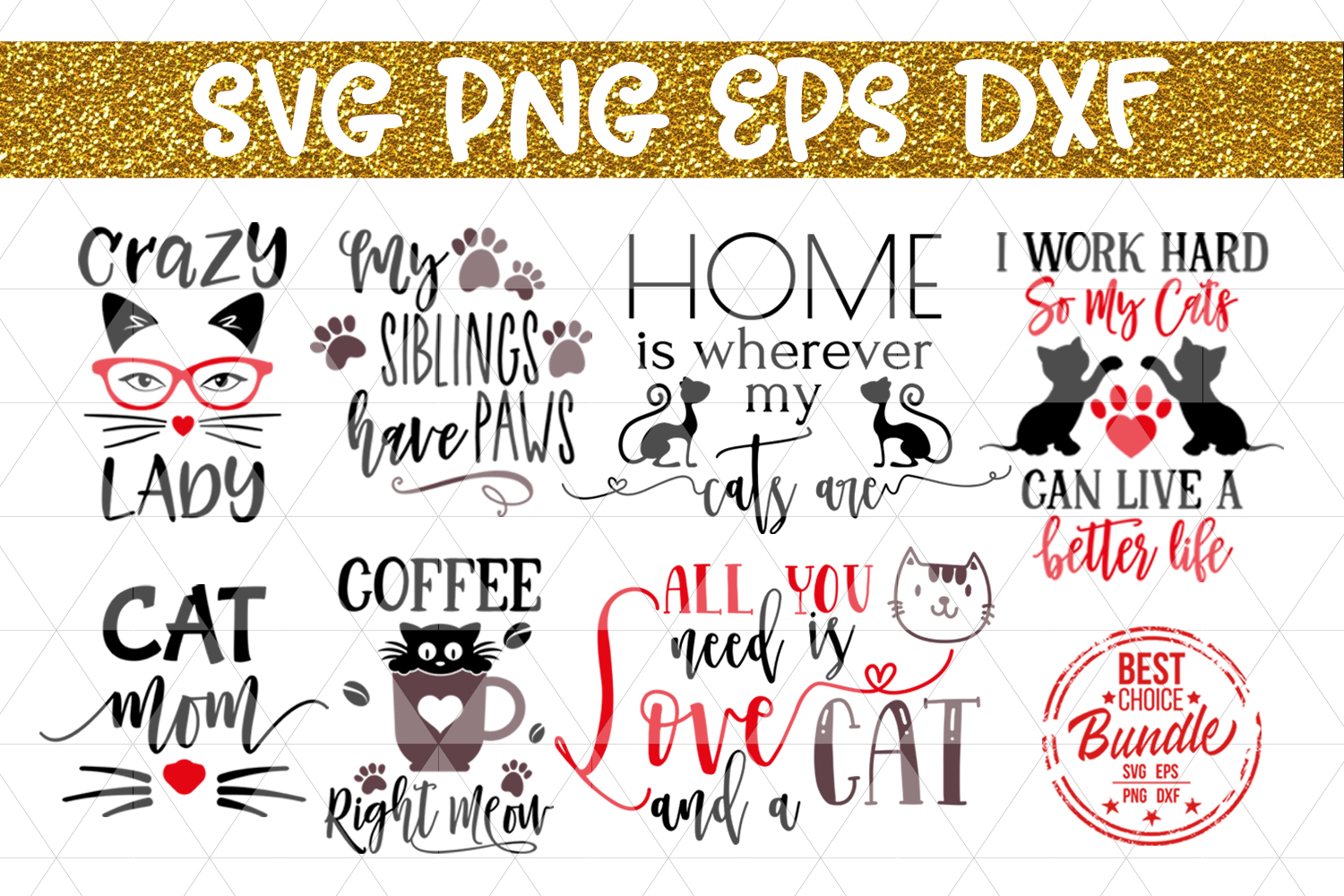 Download Cats Bundle SVG Cut File, Cat Lover Gift SVG, EPS, PNG, DXF