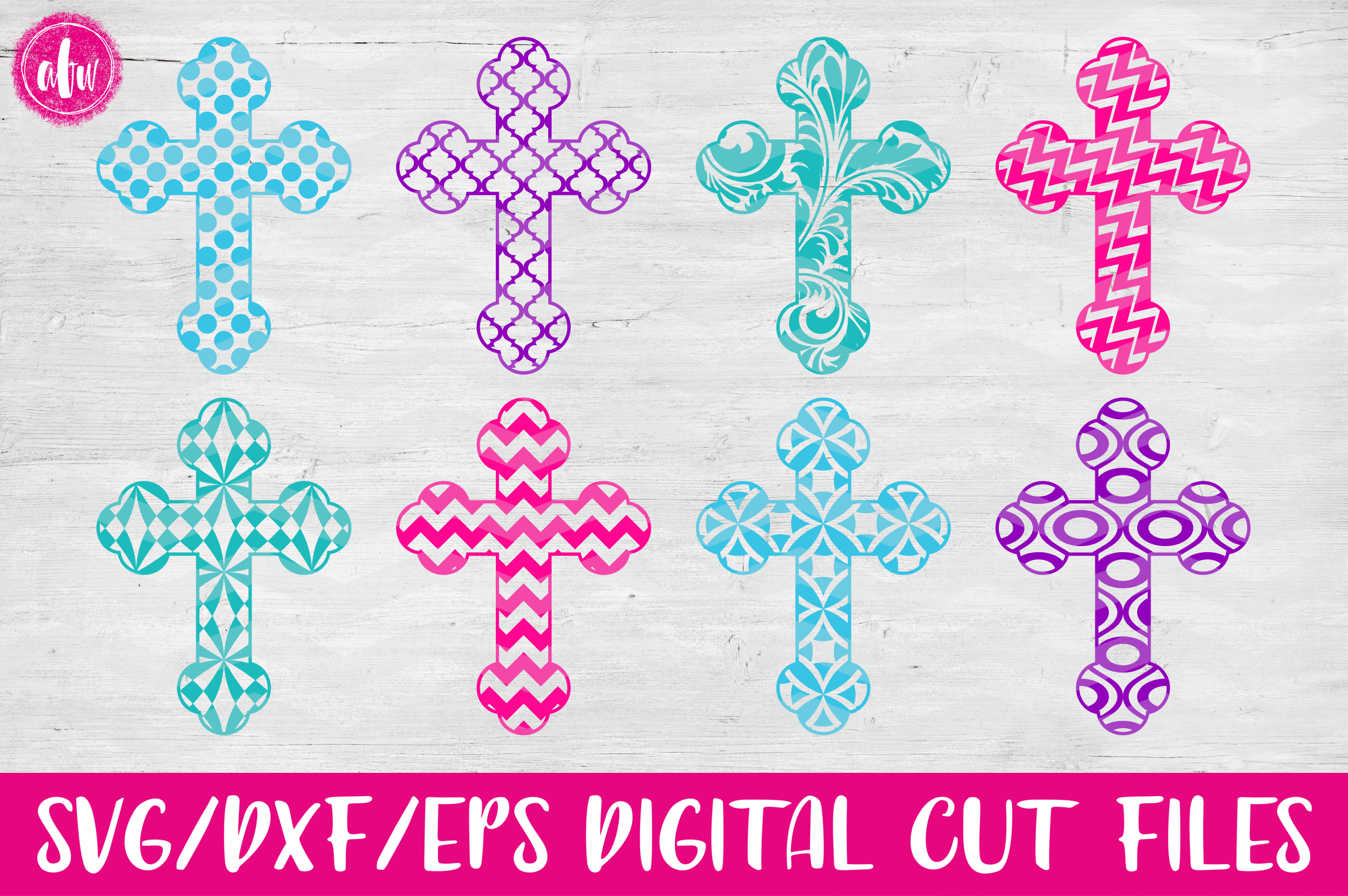 Download Patterned Cross Set - SVG, DXF, EPS Cut File (15048) | SVGs | Design Bundles