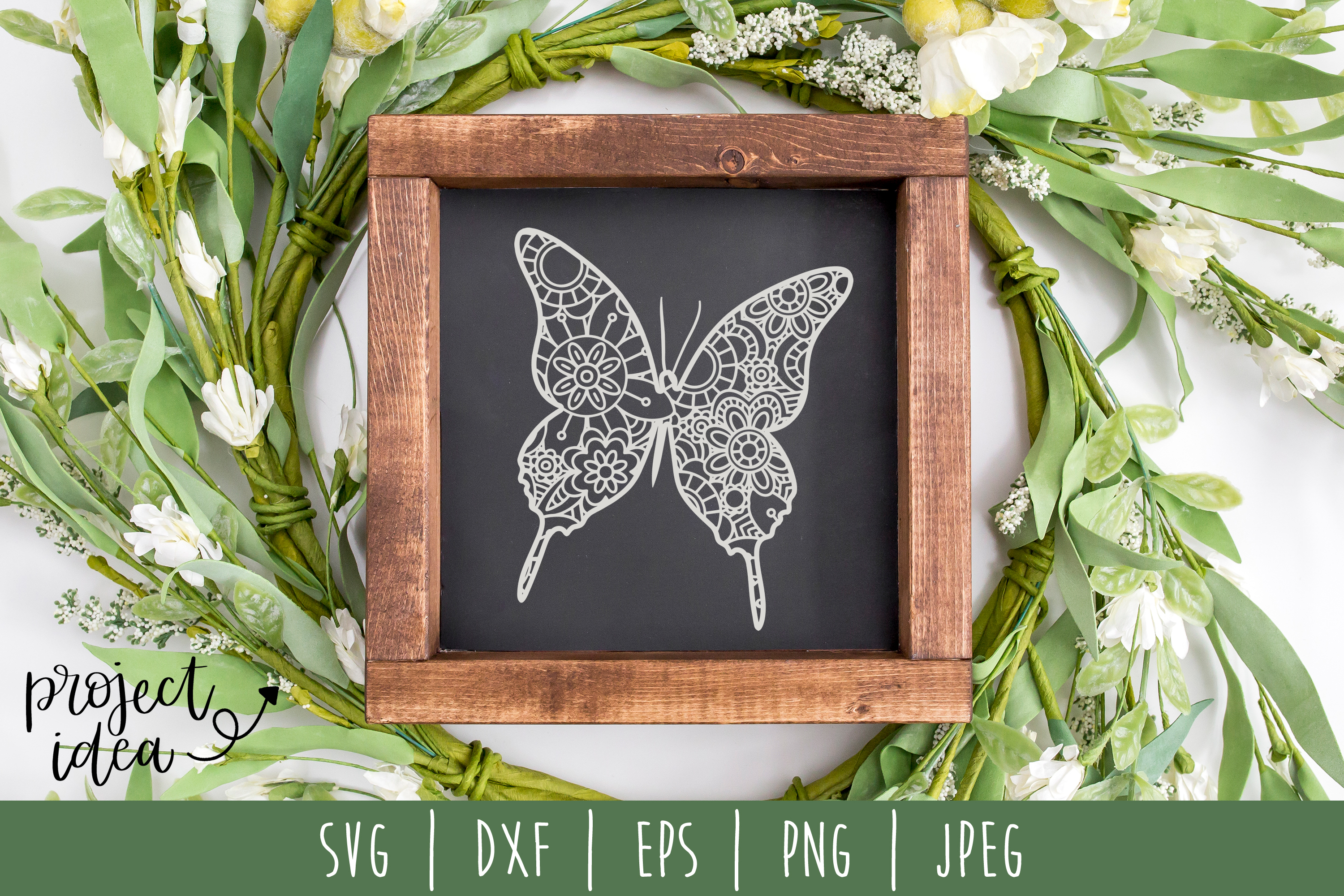Butterfly Mandala Zentangle SVG, DXF, EPS, PNG, JPEG