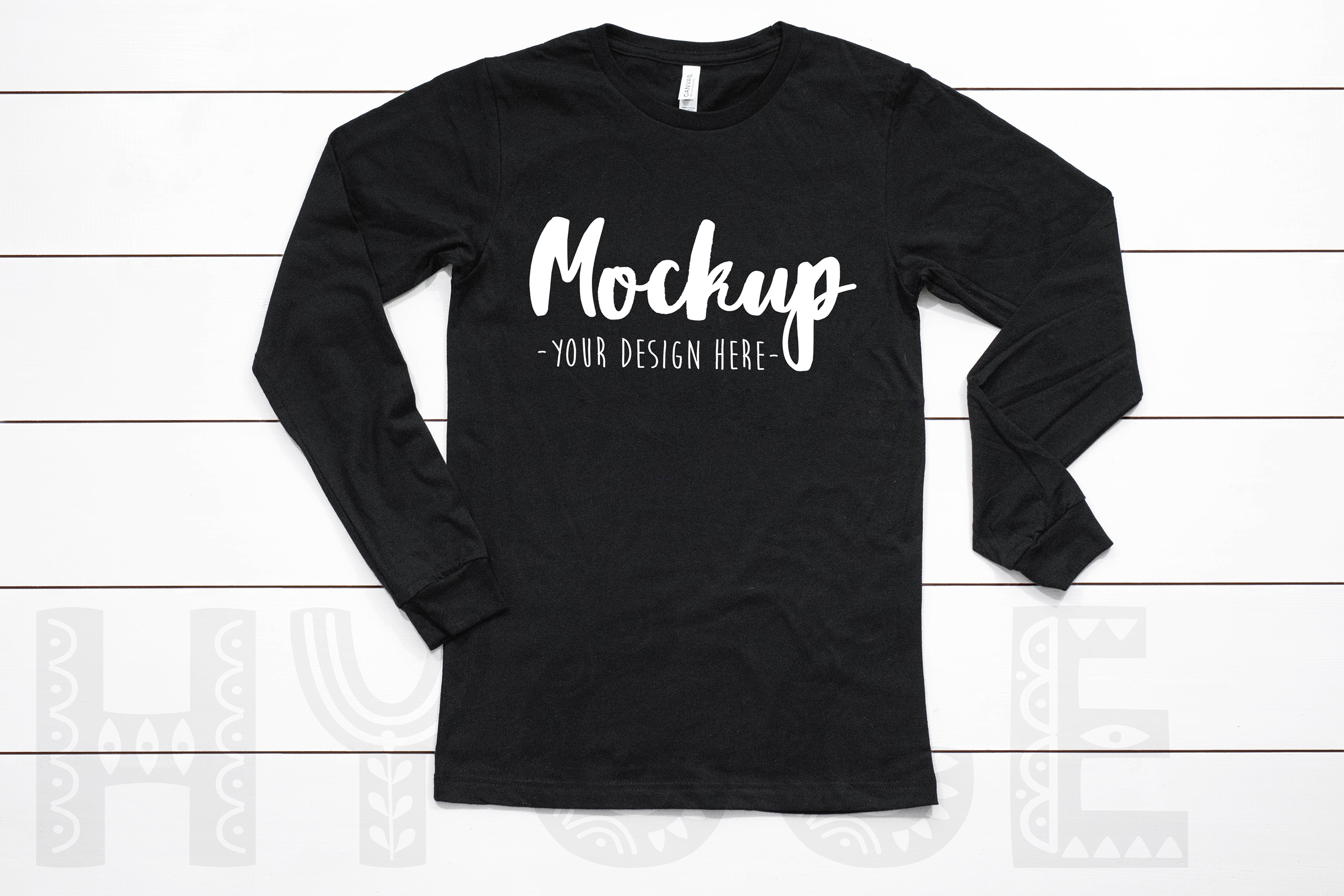 Download Tshirt Mockup Bella Canvas 3501 Black Long Sleeve Mockup