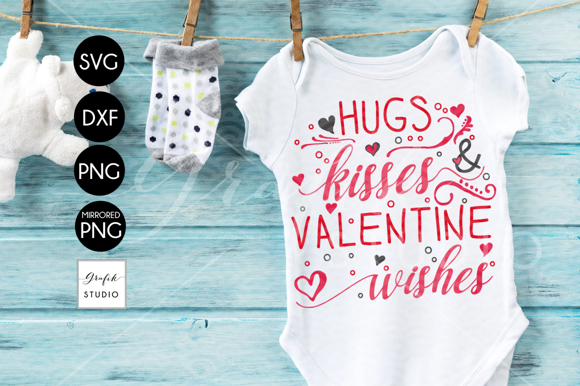 Download Hugs and Kisses and Valentine Wishes Valentines SVG File