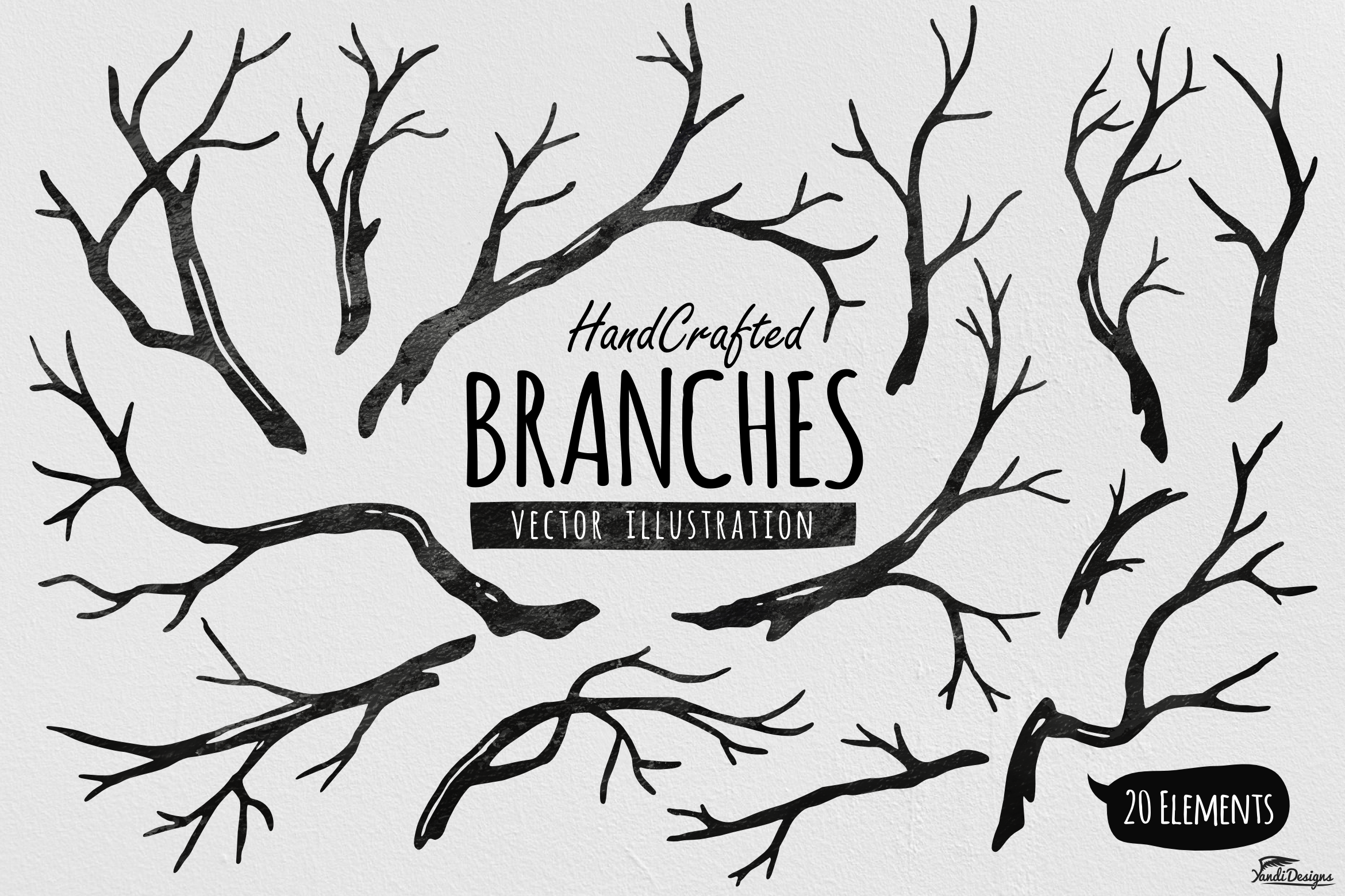 Hand Crafted Tree Branches Vector