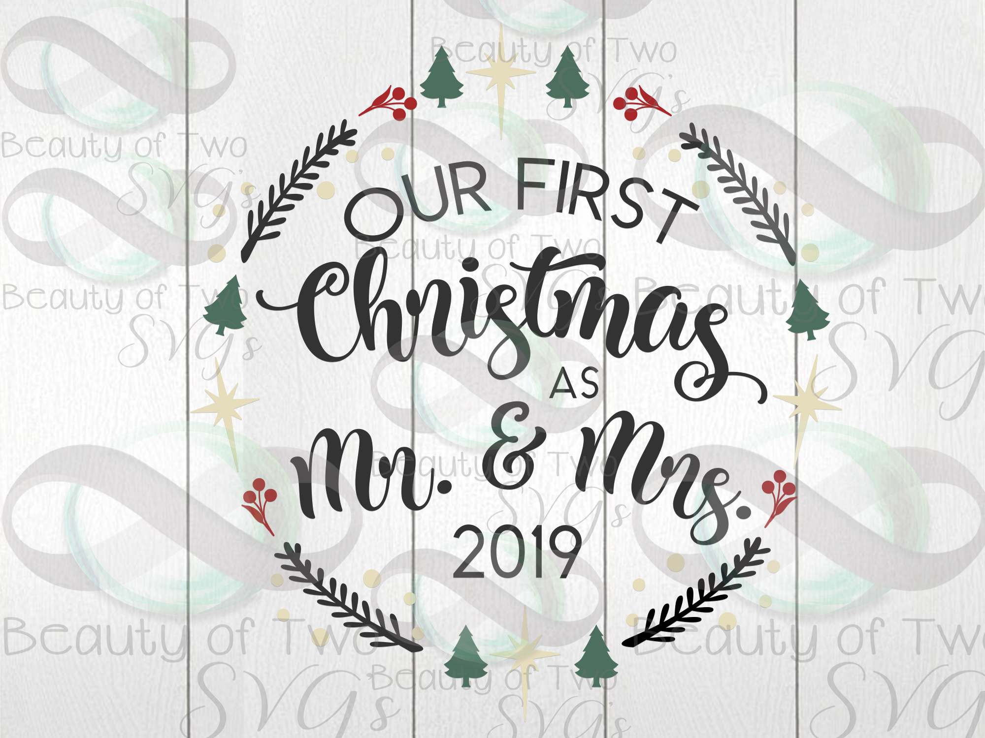 First Christmas as Mr & Mrs 2019 ornament svg, newlywed svg