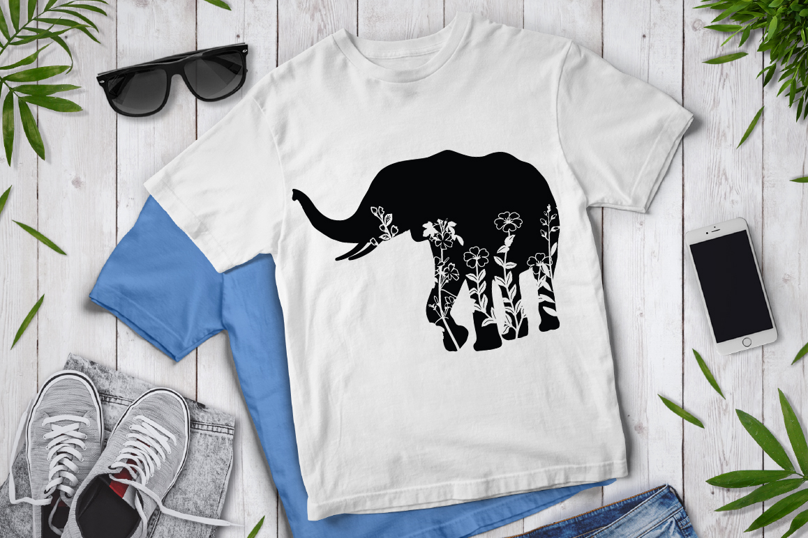 Download Floral Elephant SVG Cut Files. Floral Elephant Clipart.