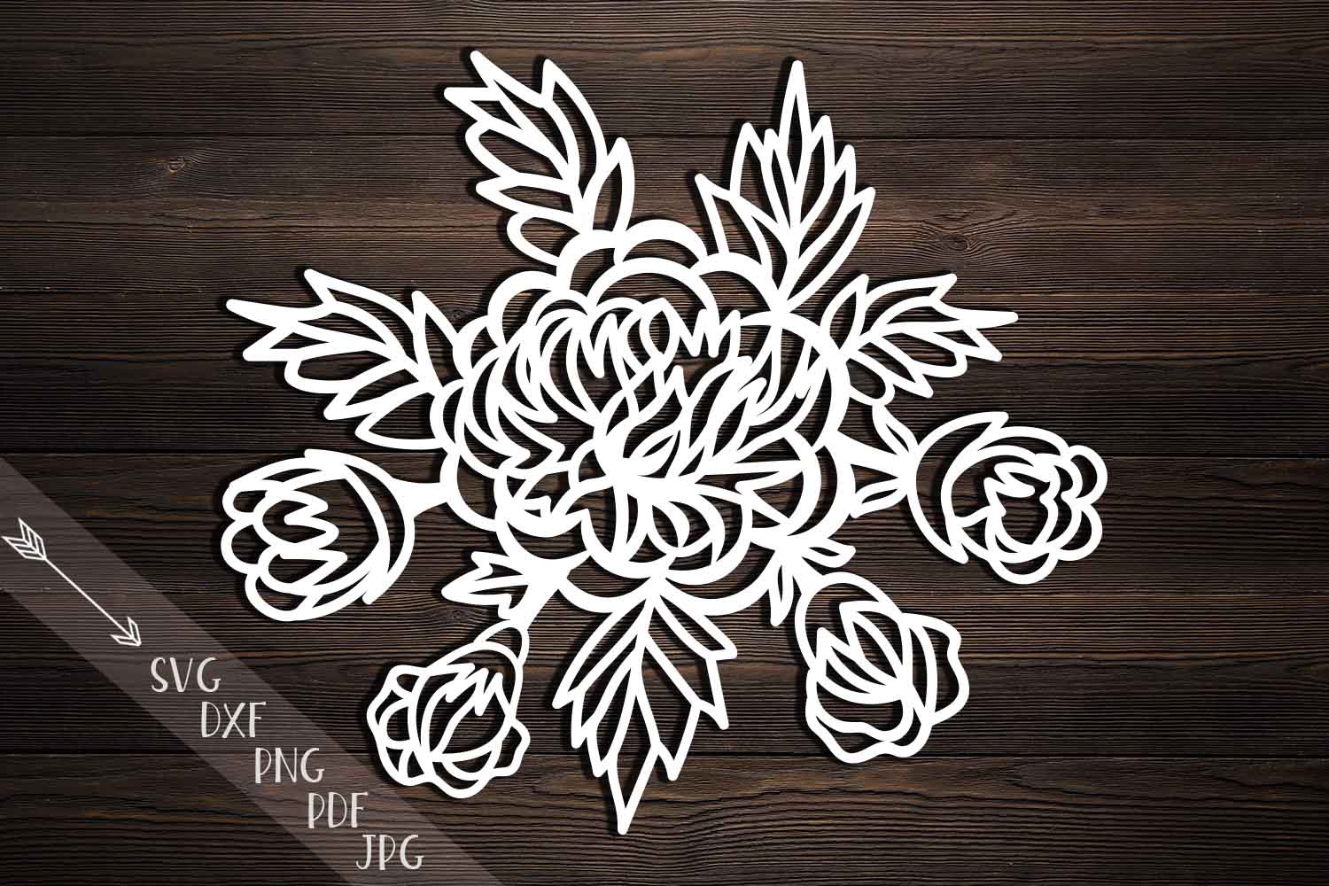 Download peonies bouquet svg dxf paper cutting template craft files