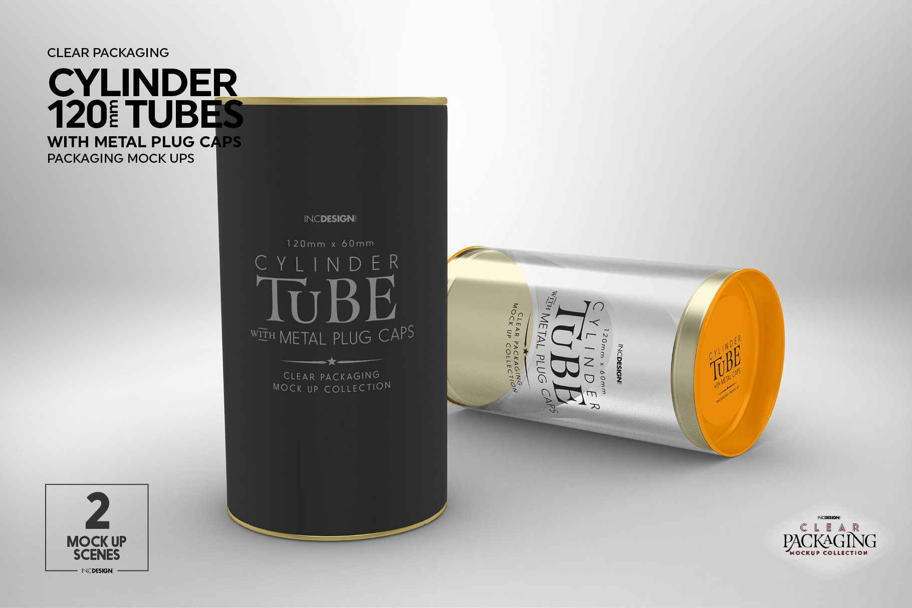 Download 120mm Cylinder Tube Packaging Mockup (104824) | Branding | Design Bundles